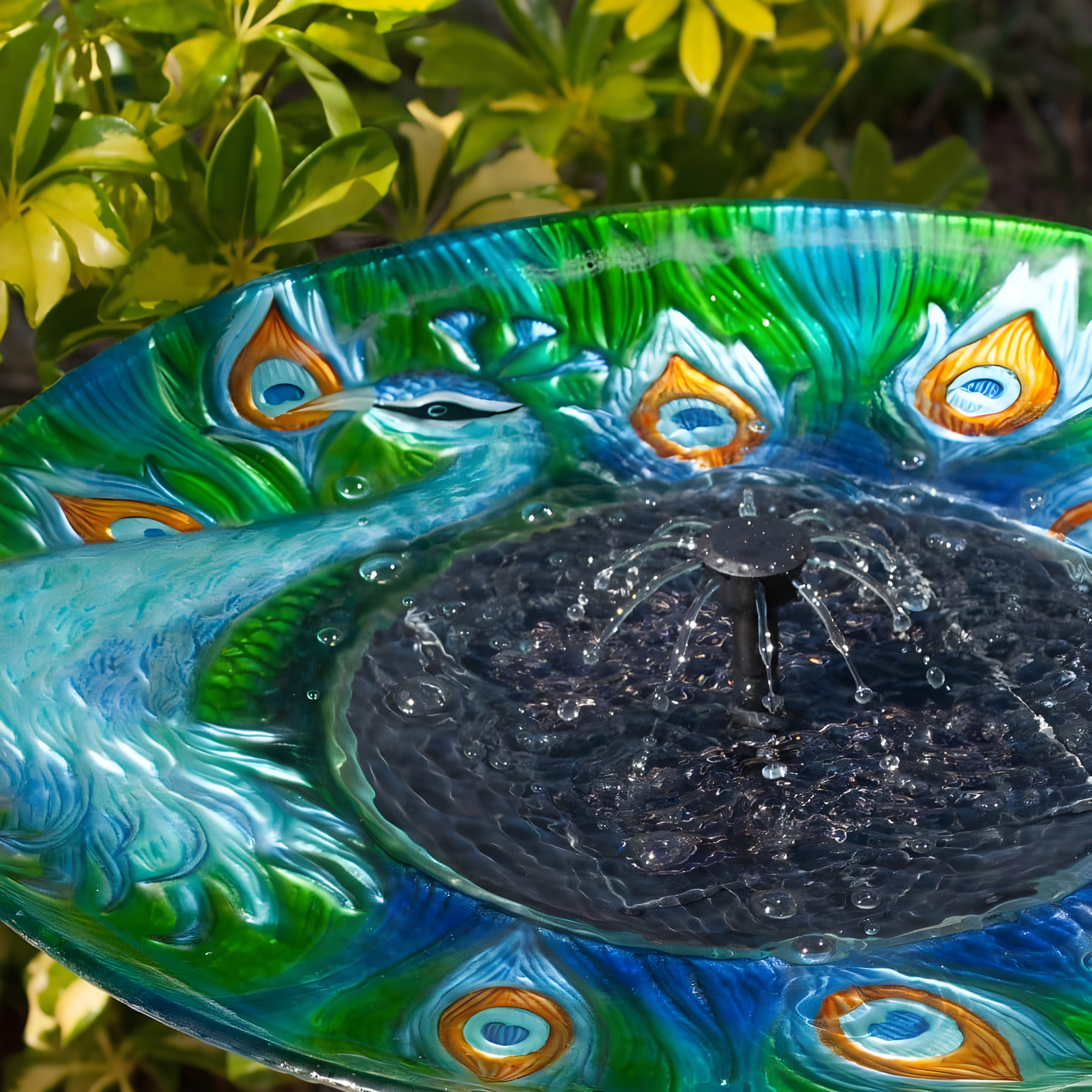Smart Solar 24.3 " Argus Peacock Glass Solar Bird Bath