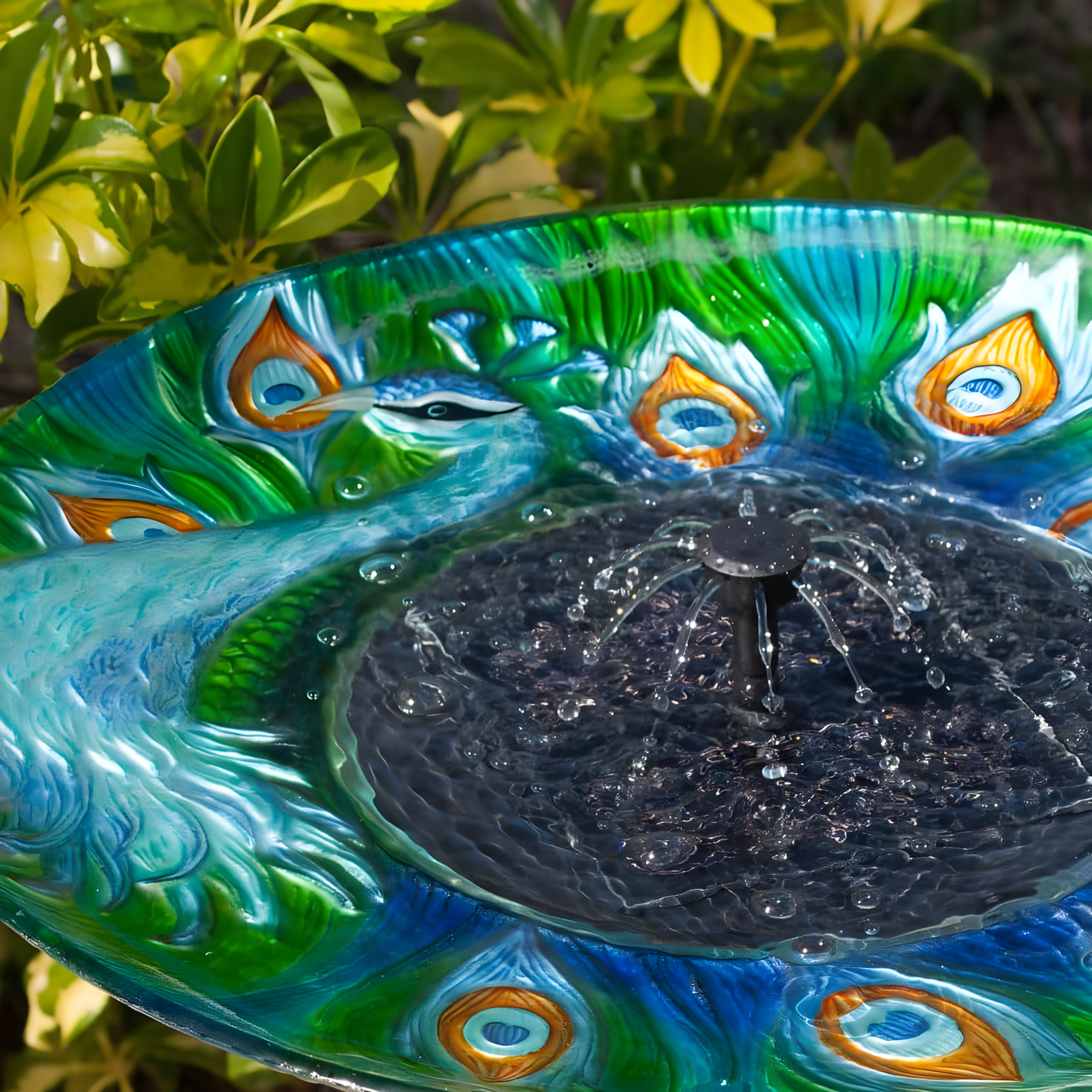 Smart Solar 24.3 " Argus Peacock Glass Solar Bird Bath