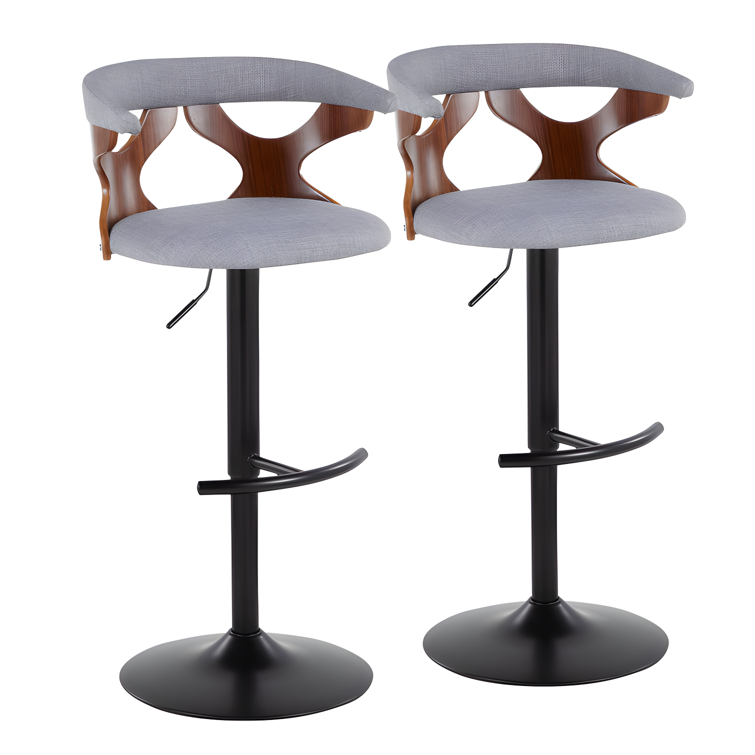 LumiSource Gardenia Swivel Upholstered Adjustable Height Counter Stool with Metal Frame (Set of 2)