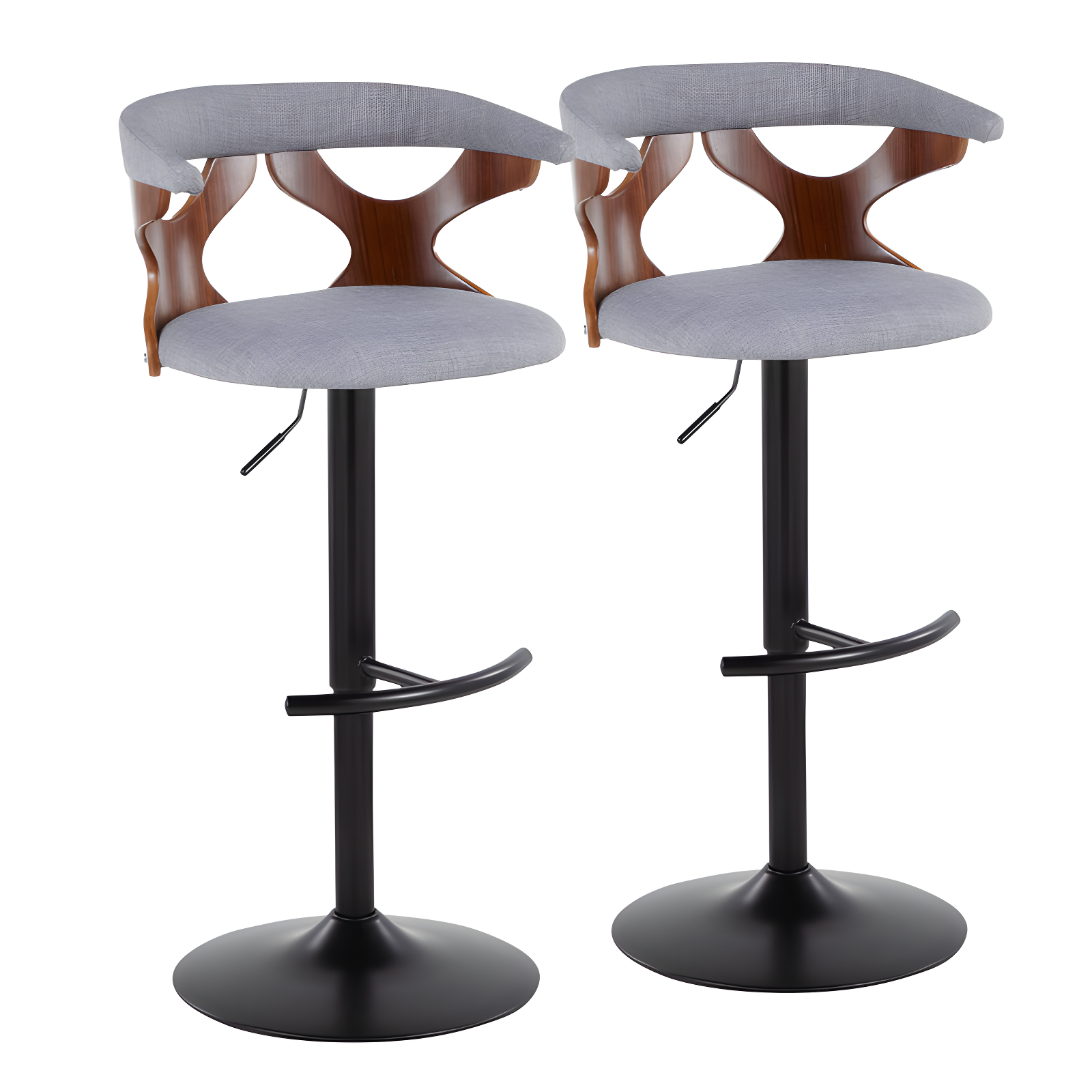 LumiSource Gardenia Swivel Upholstered Adjustable Height Counter Stool with Metal Frame (Set of 2)