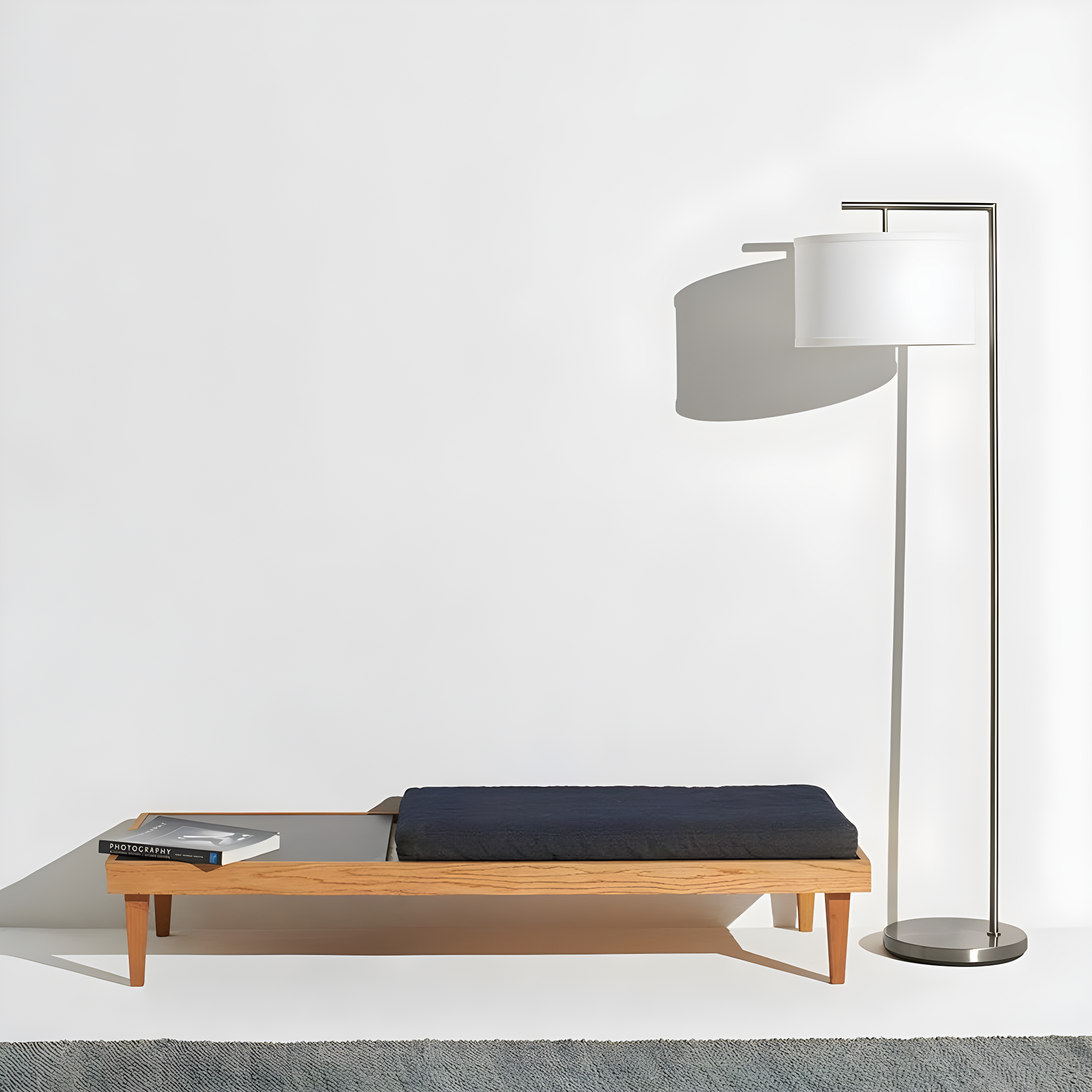 Montage Modern 60 in. Mid-Century Modern LED Floor Lamp with Fabric Drum Shade