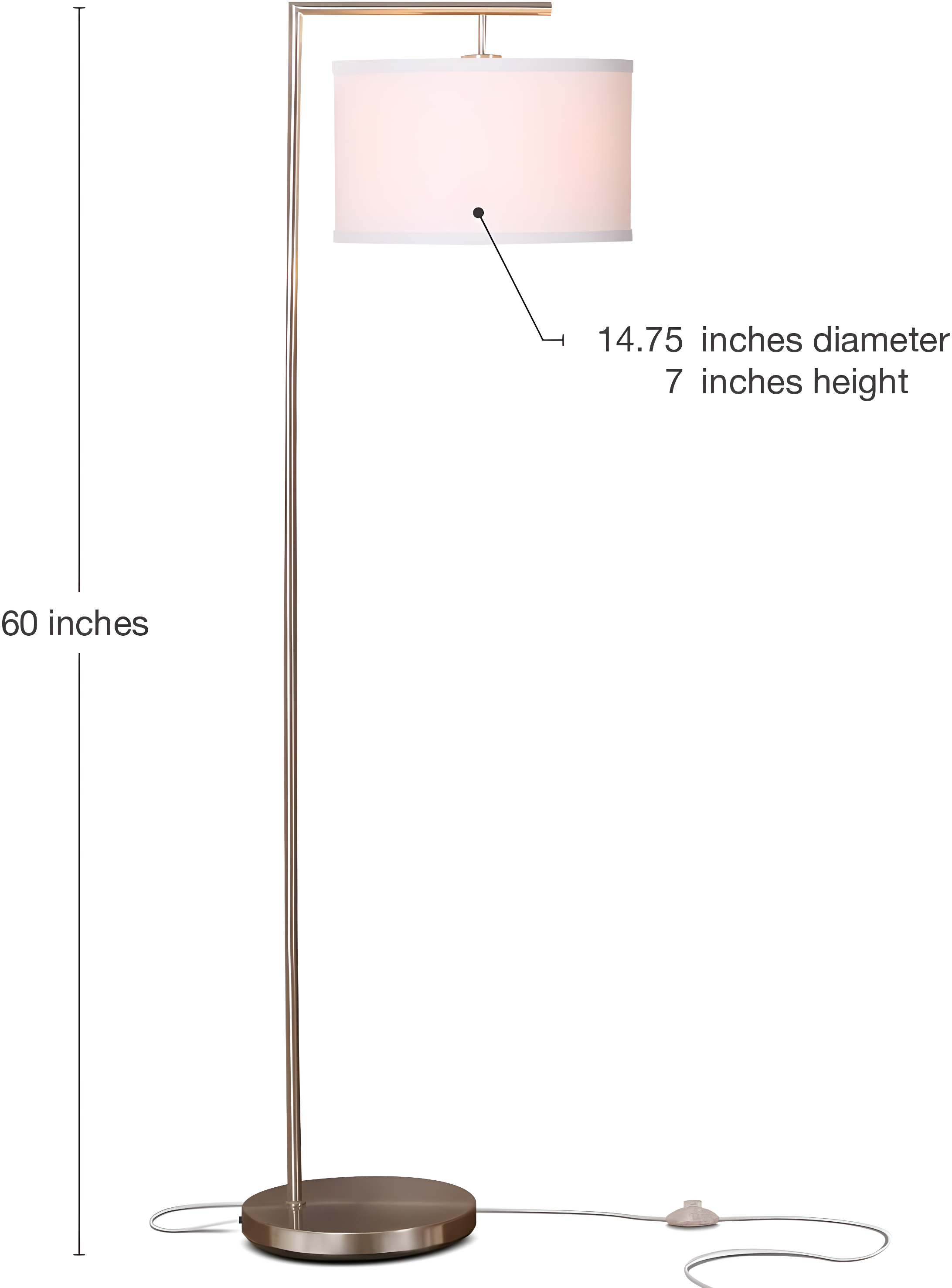 Montage Modern 60 in. Mid-Century Modern LED Floor Lamp with Fabric Drum Shade