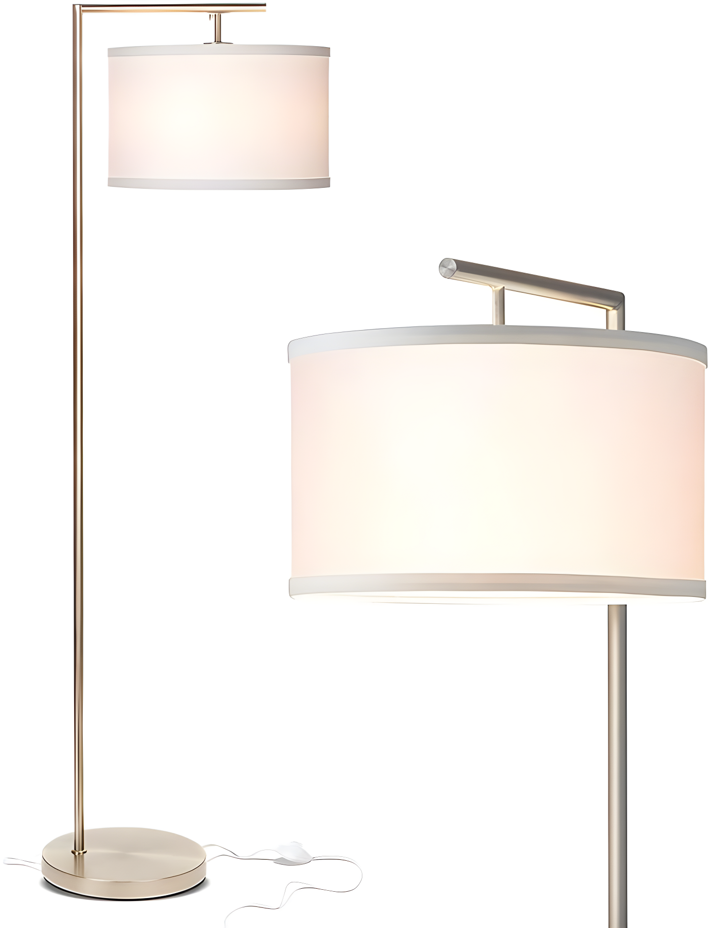 Montage Modern 60 in. Mid-Century Modern LED Floor Lamp with Fabric Drum Shade