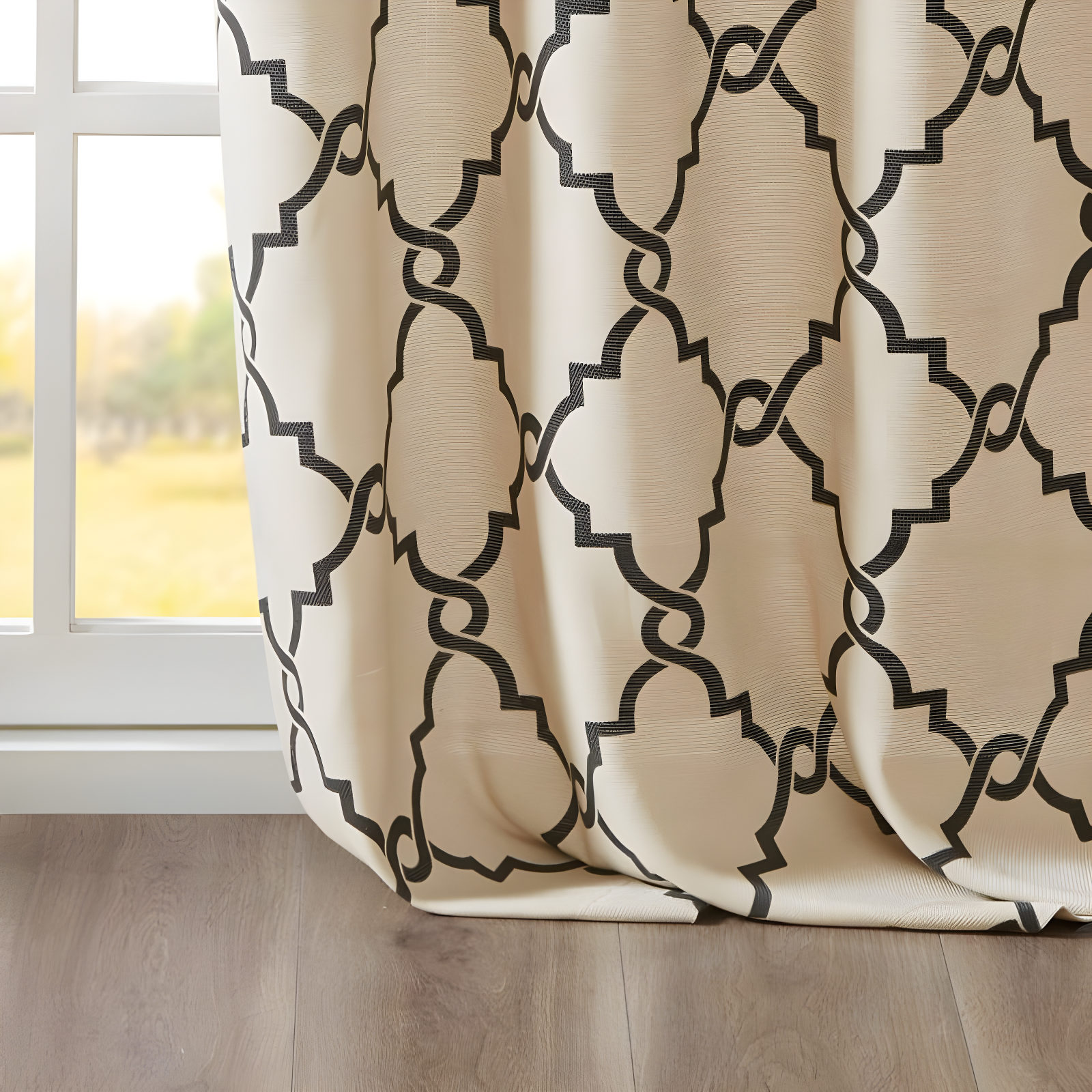Madison Park Fretwork Print Grommet Top Single Window Curtain Panel