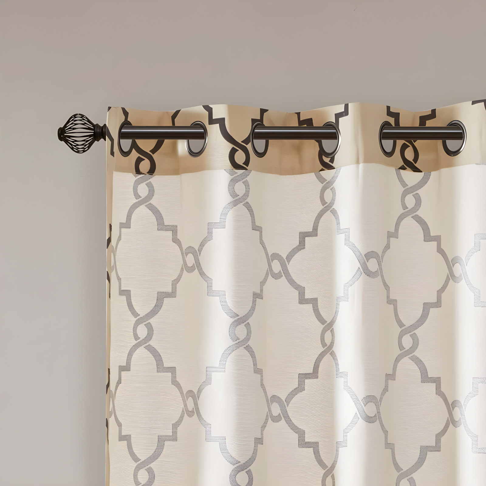 Madison Park Fretwork Print Grommet Top Single Window Curtain Panel