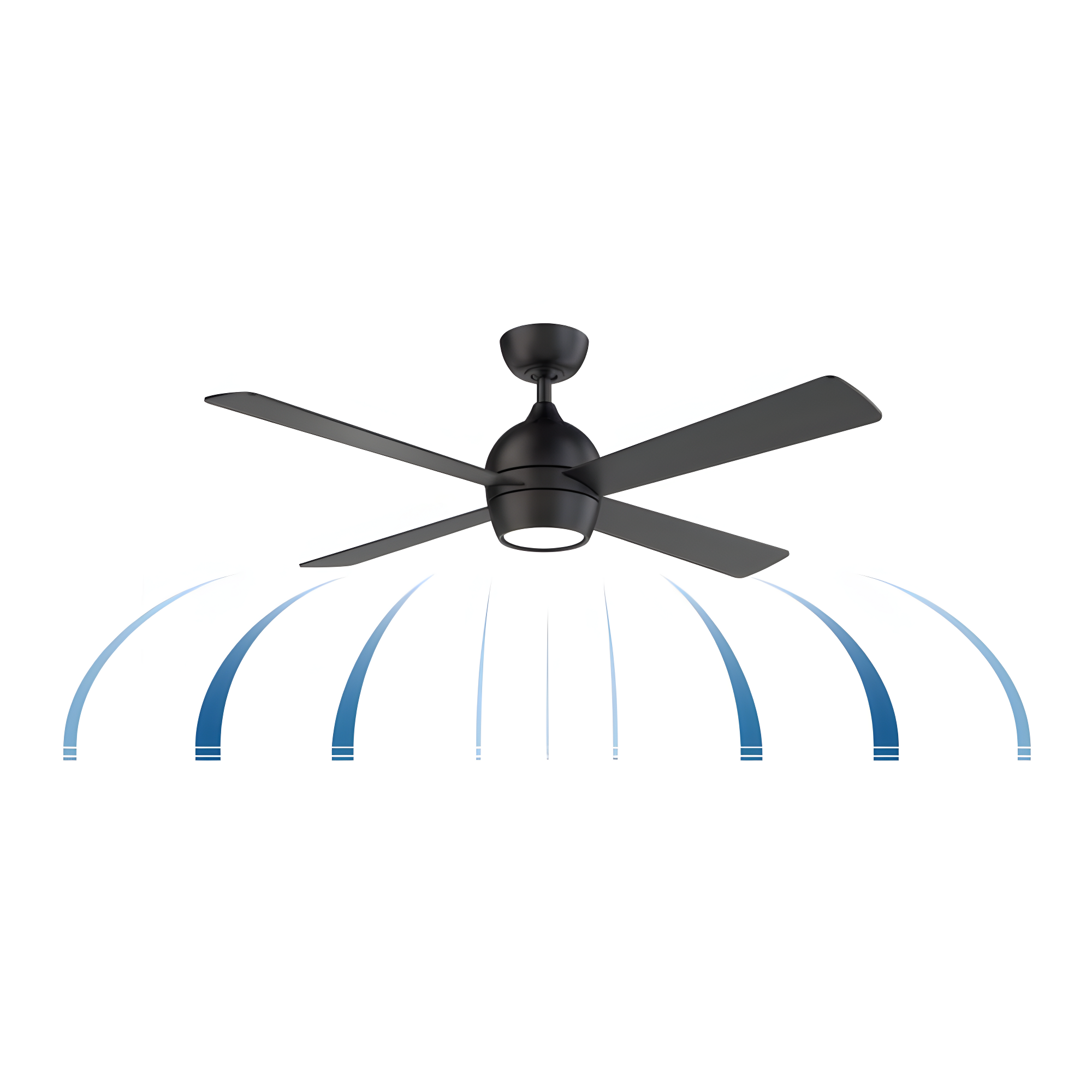 Indi Ceiling Fan + Light - Matte Black / 52"
