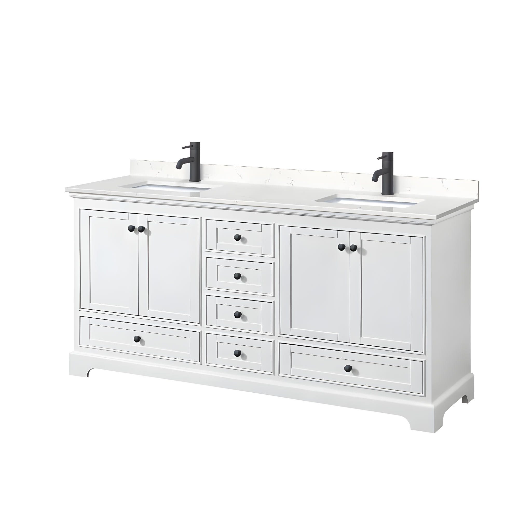 Wyndham Collection Deborah 72'' Double Bathroom Vanity with Marble Top