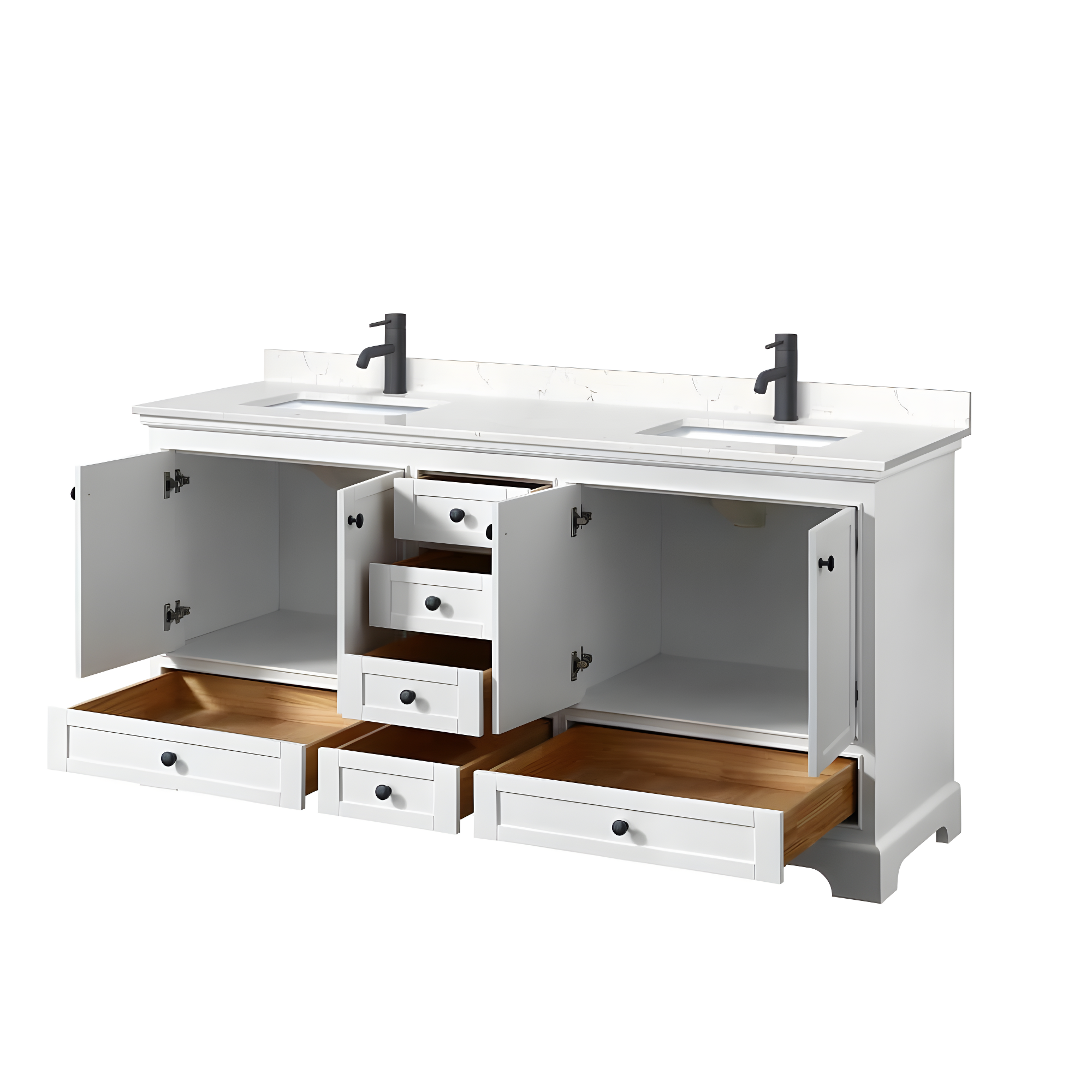 Wyndham Collection Deborah 72'' Double Bathroom Vanity with Marble Top