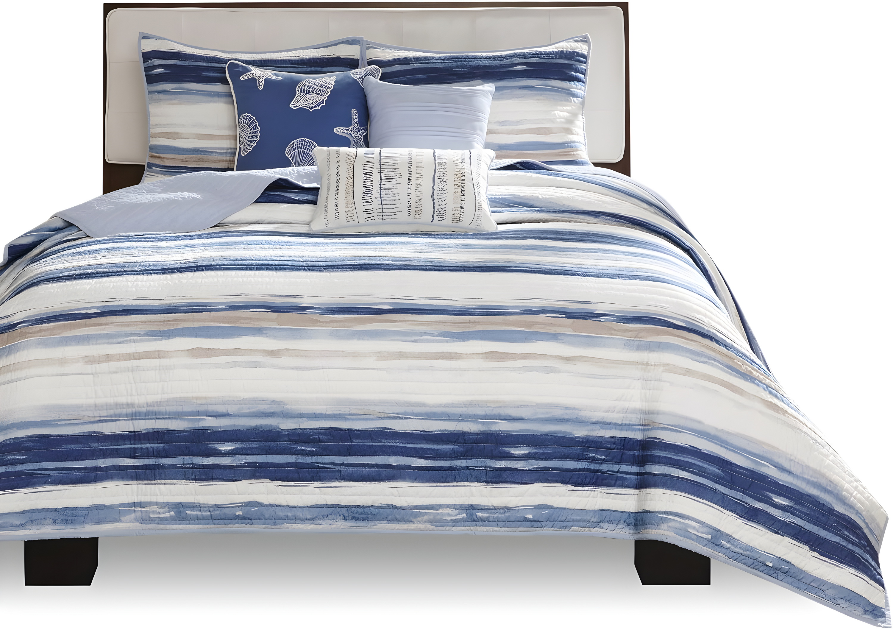 Madison Park Marina 6 Piece Printed Quilt Set with Throw Pillows