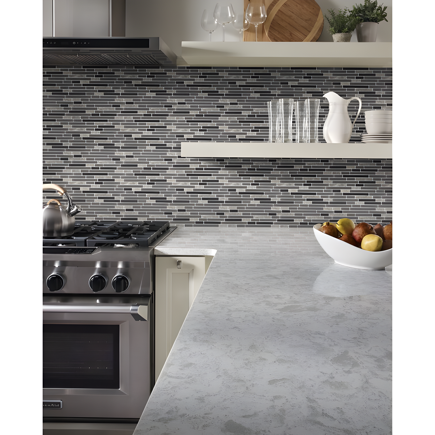 Urban Loft 12" x 12" Interlocking Pattern Glass/Stone/Metal Mosaic Tile