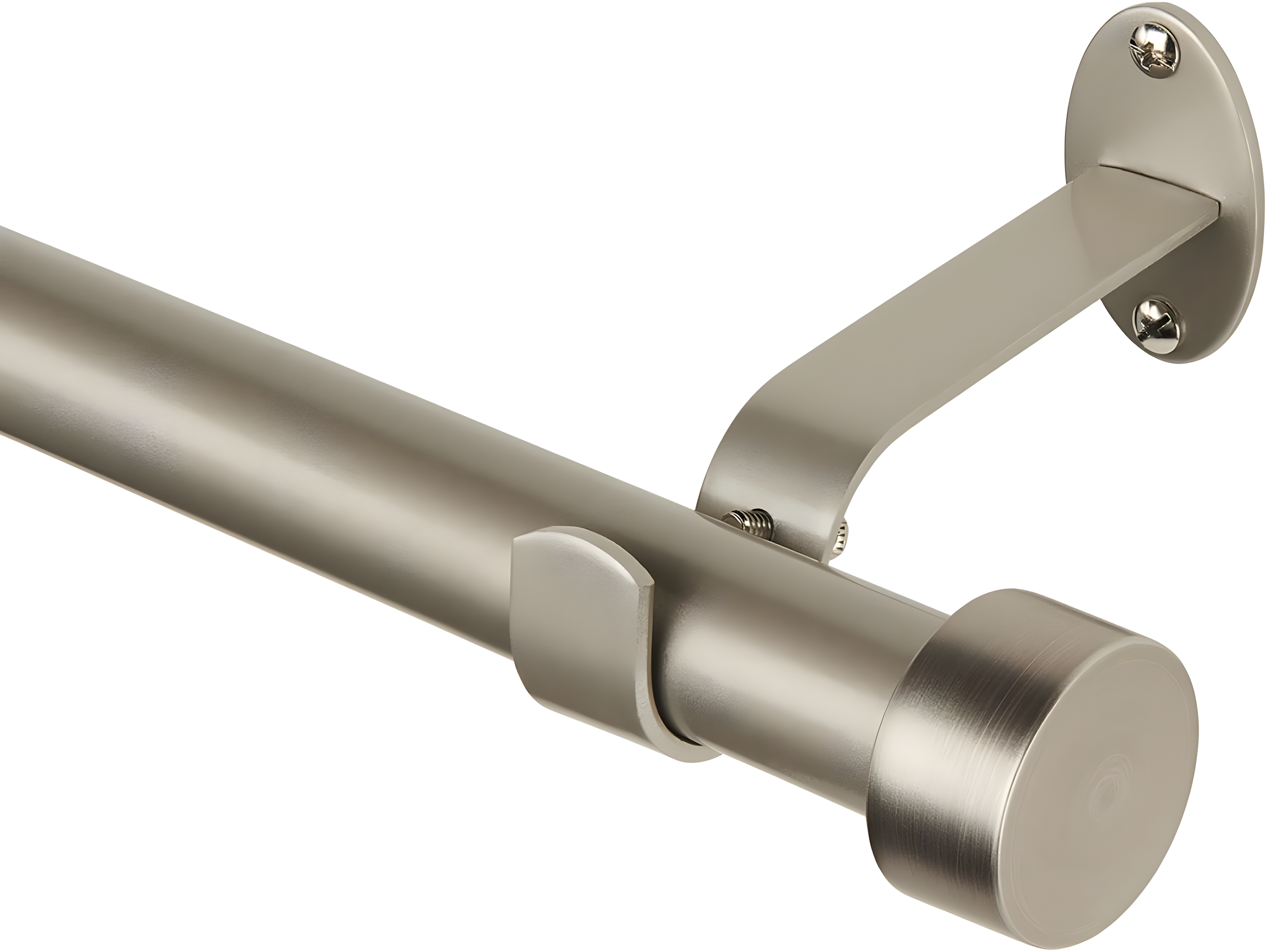 Serena 1" Window Drapery Single Curtain Rod with Contemporary Cap Finial - 120" - Nickel - Elrene Home Fashions