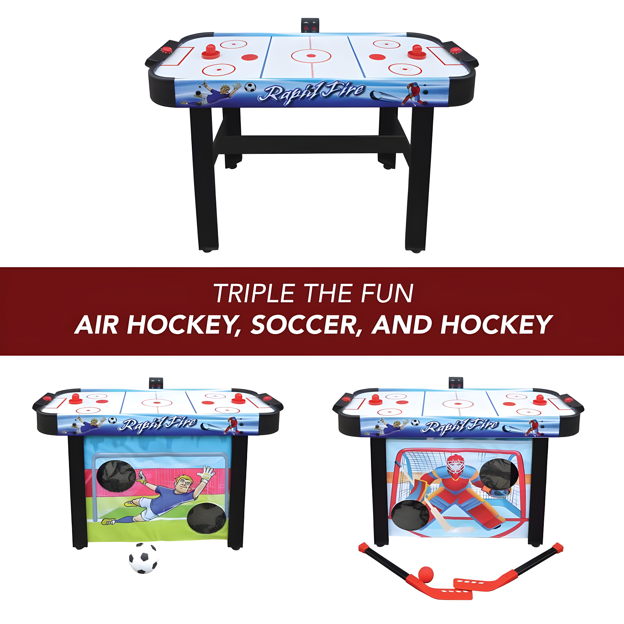 42" Rapid Fire Air Hockey Multi-Game Table