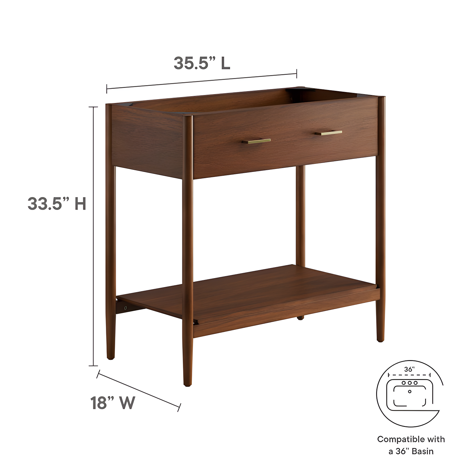 Modway Modway Zaire 35.5'' Single Bathroom Vanity Base Only