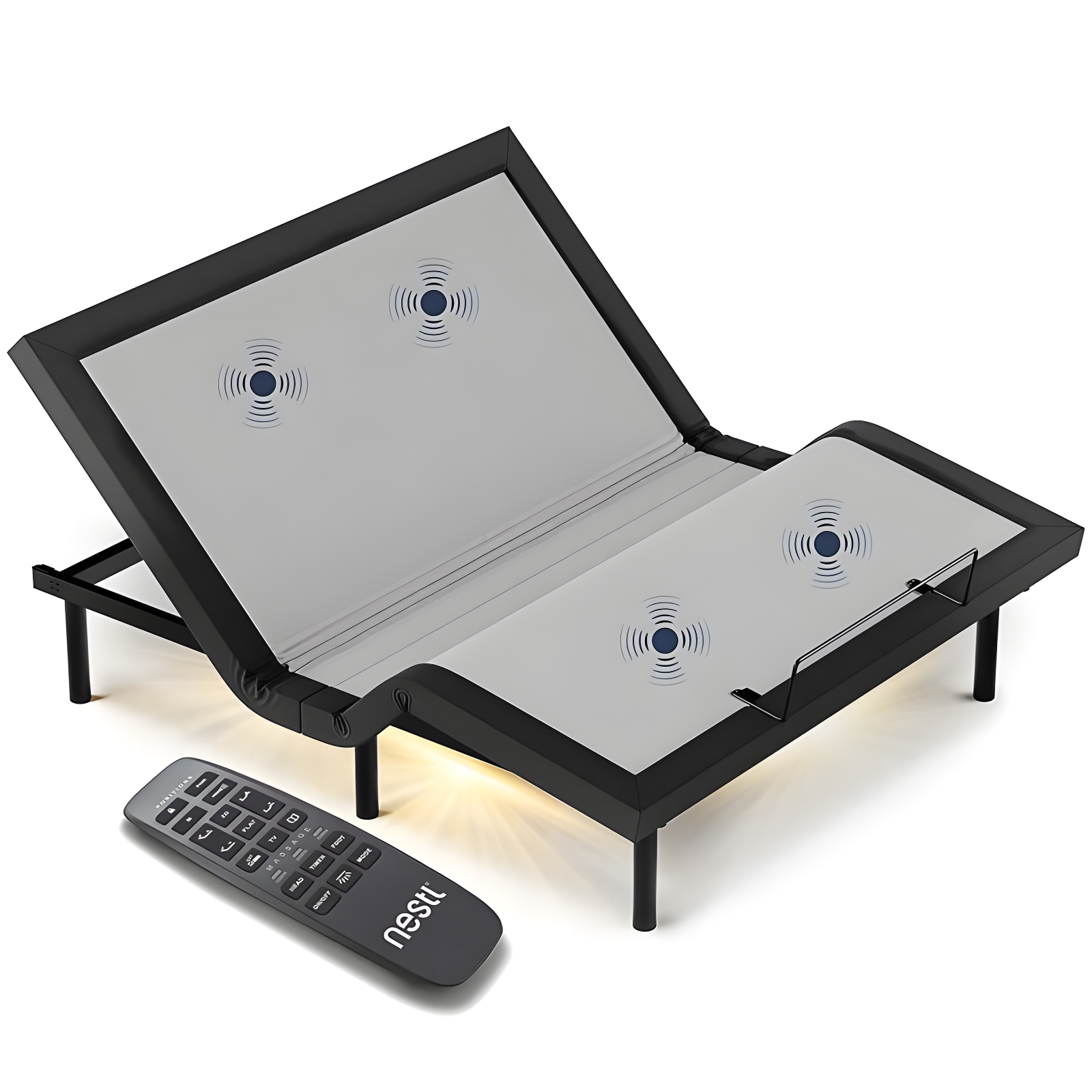 Clara Clark Clara Clark Massaging Zero Gravity, Zero Clearance Adjustable Bed with Wireless Remote, USB Ports & LED Lights