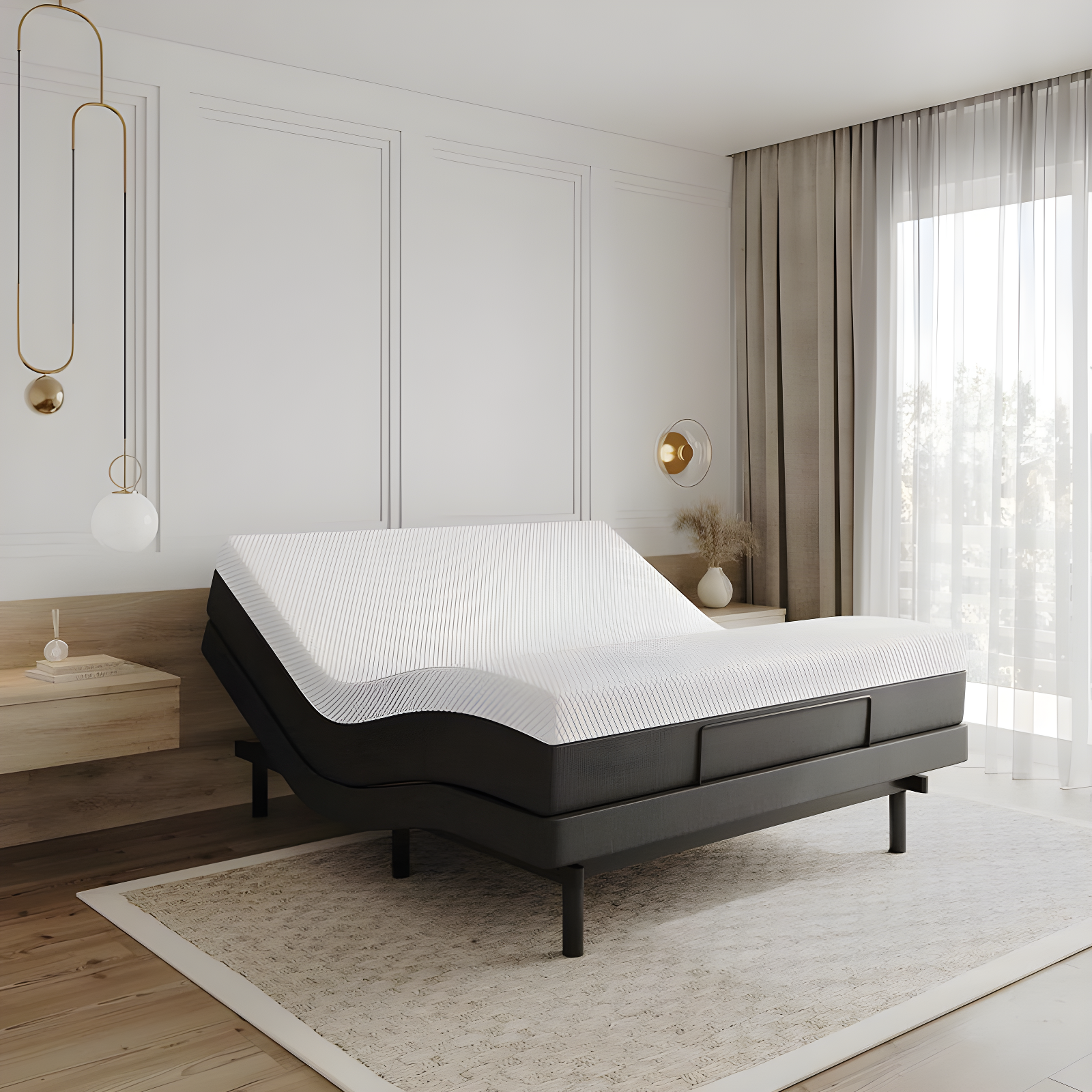 Clara Clark Clara Clark Massaging Zero Gravity, Zero Clearance Adjustable Bed with Wireless Remote, USB Ports & LED Lights