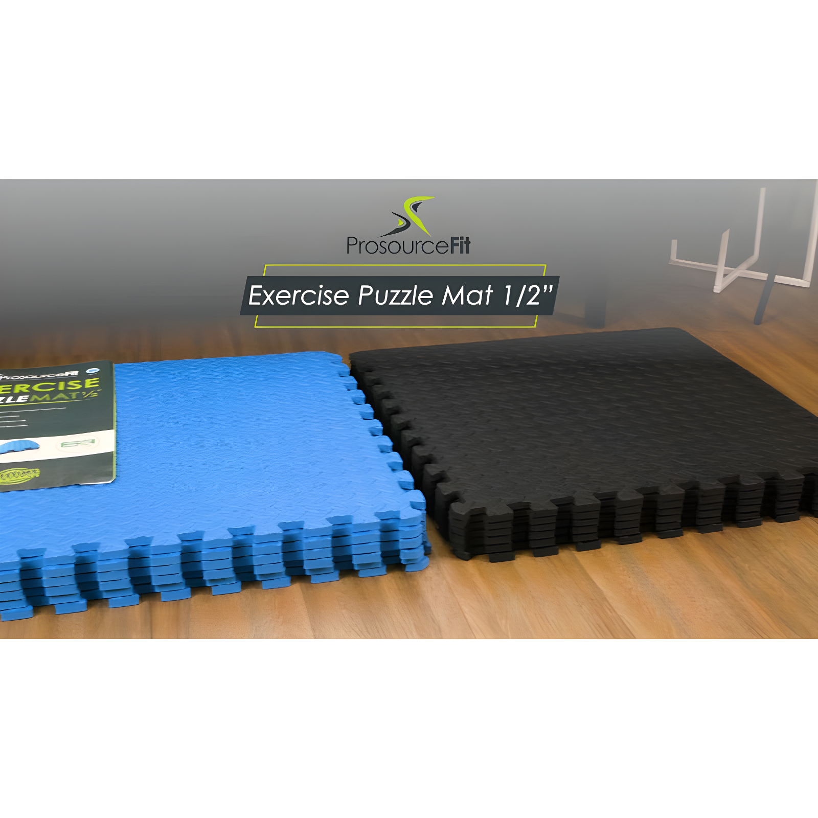 Exercise Puzzle Mat 1/2-in, Grey, 24 Sq Ft - 6 Tiles