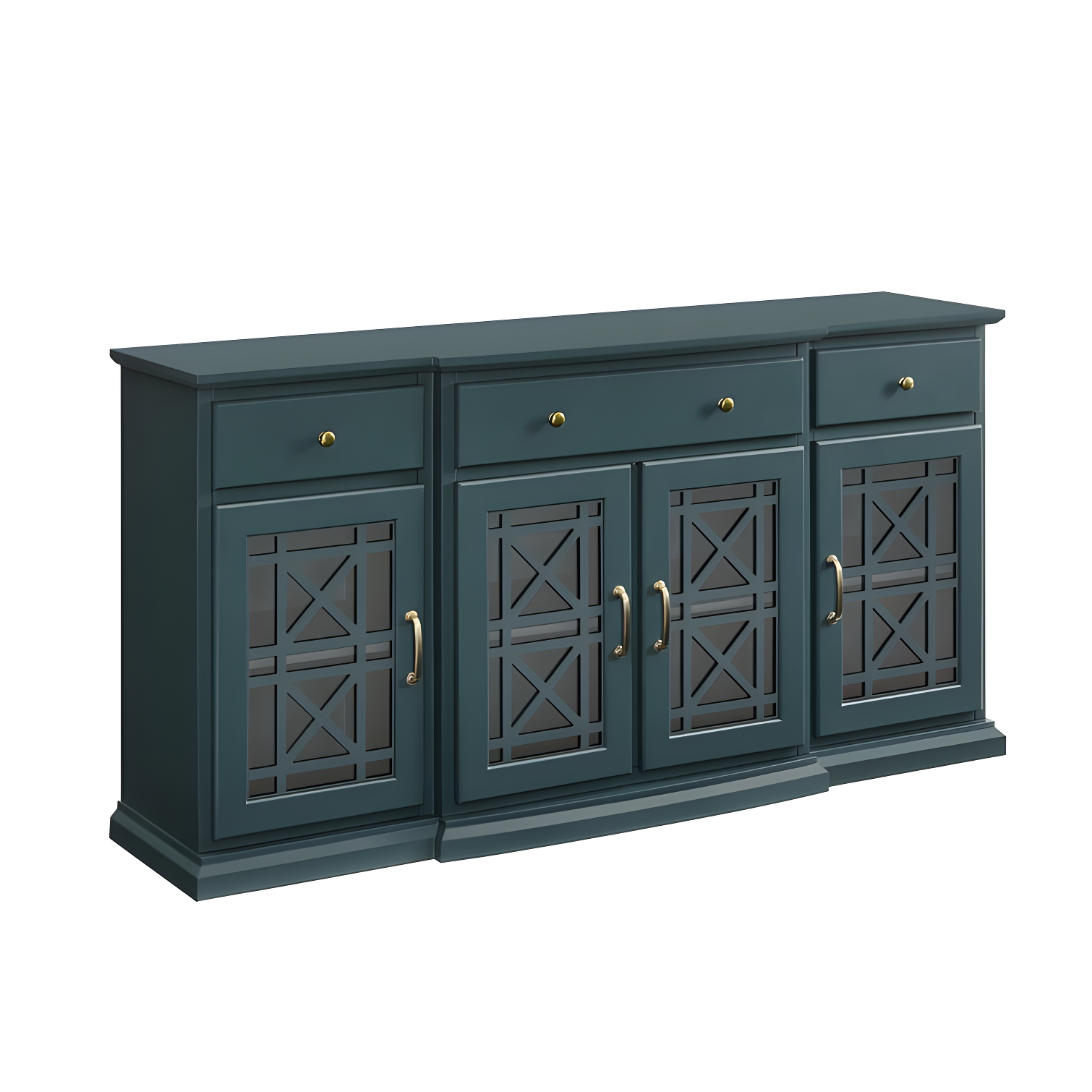 Saugeries Fretwork Detailed Glass Door Sideboard