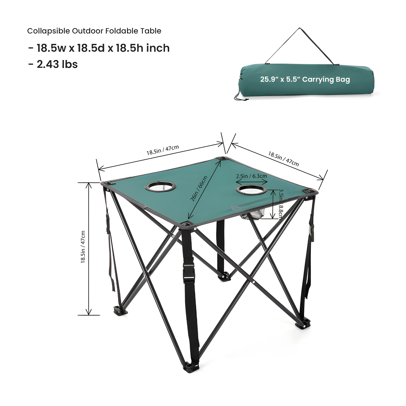 ARROWHEAD Outdoor Square Fabric Outdoor Folding Camping Table