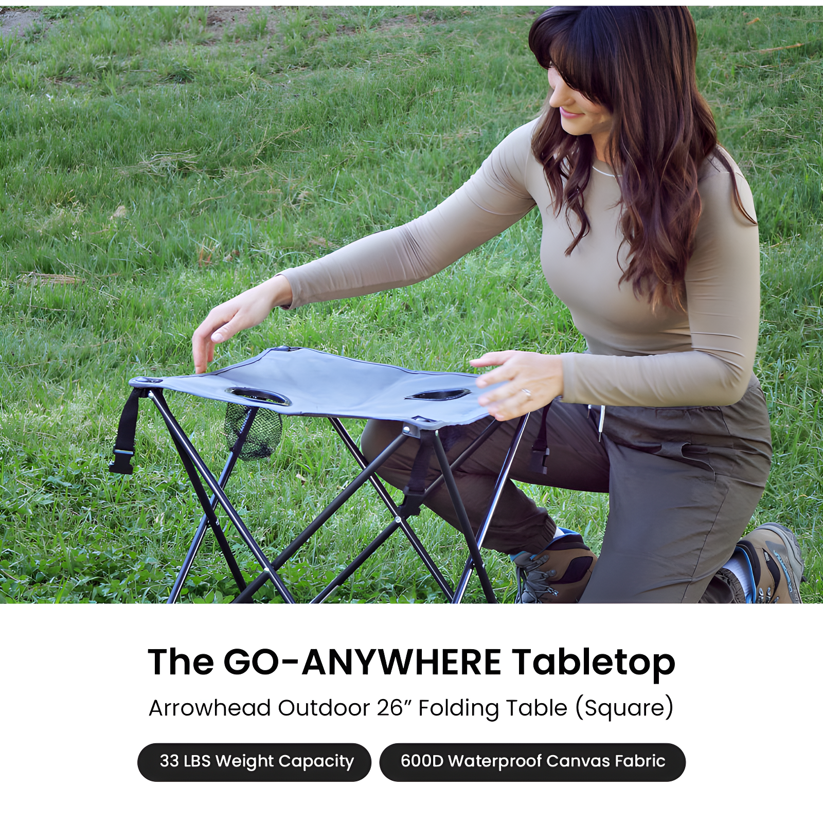 ARROWHEAD Outdoor Square Fabric Outdoor Folding Camping Table