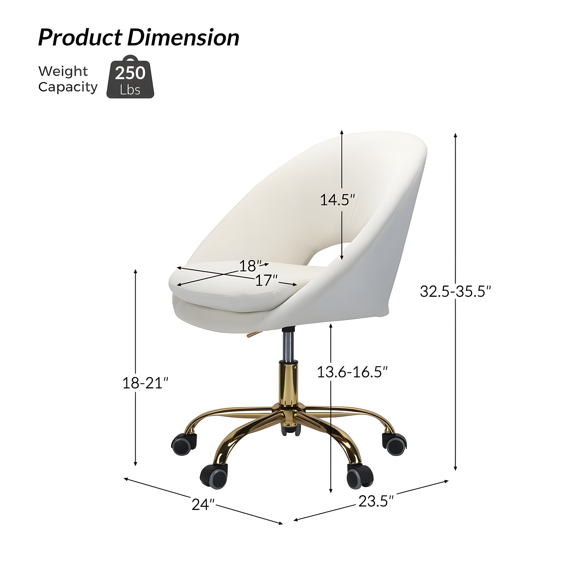 Louise Velvet Modern Task Chair with Ergonomic Design
