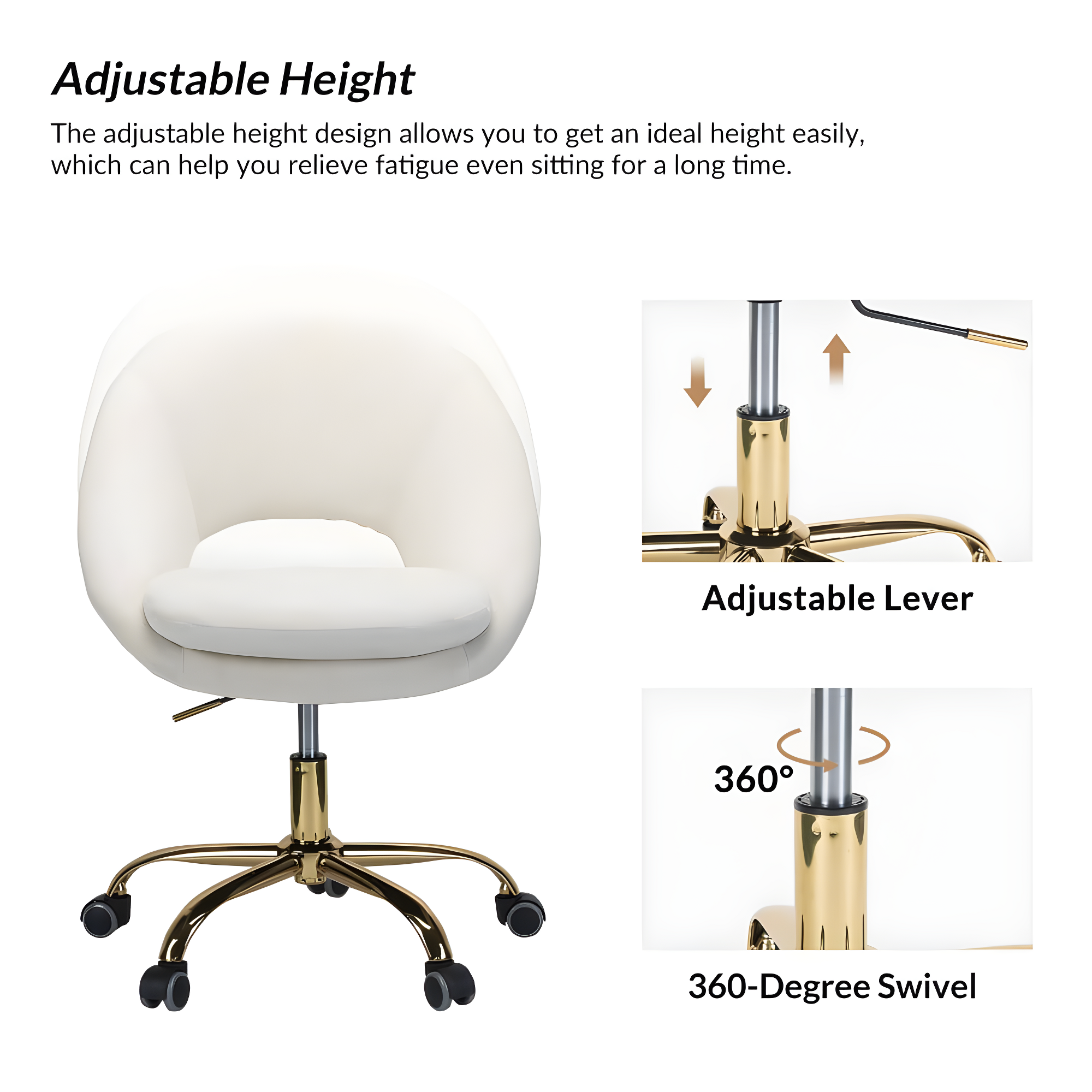 Louise Velvet Modern Task Chair with Ergonomic Design
