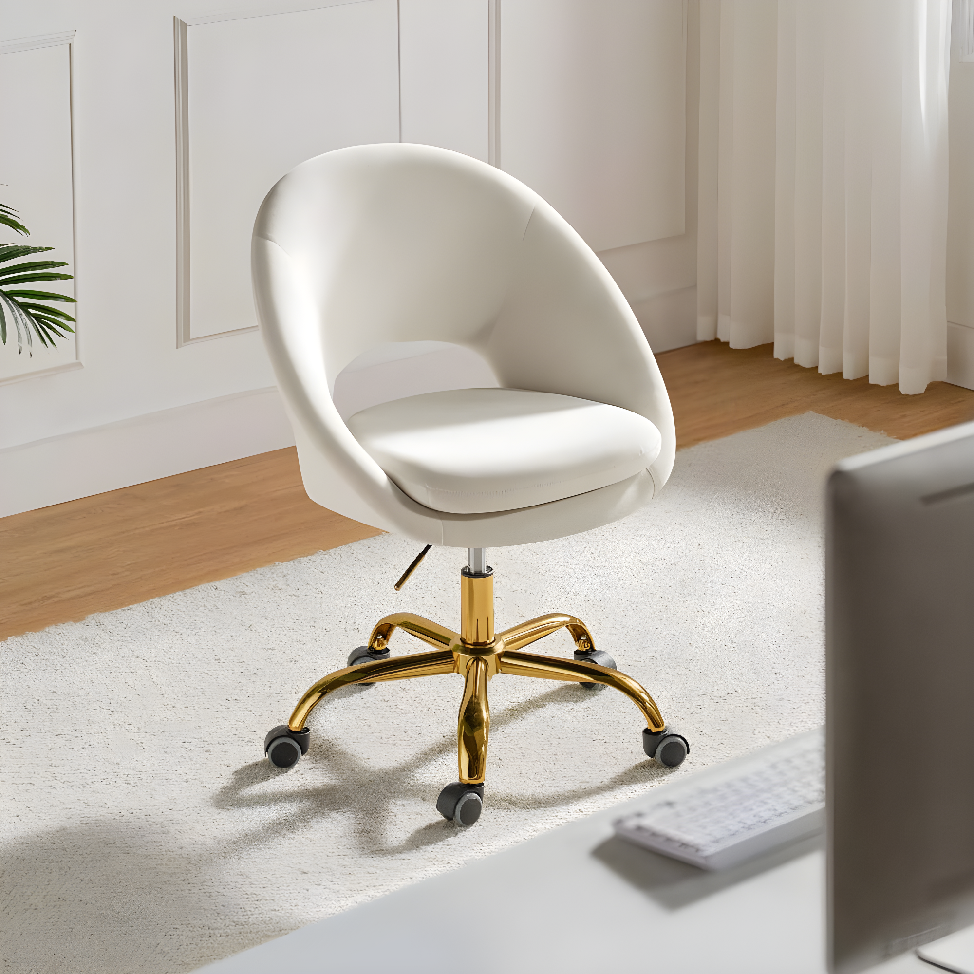 Louise Velvet Modern Task Chair with Ergonomic Design