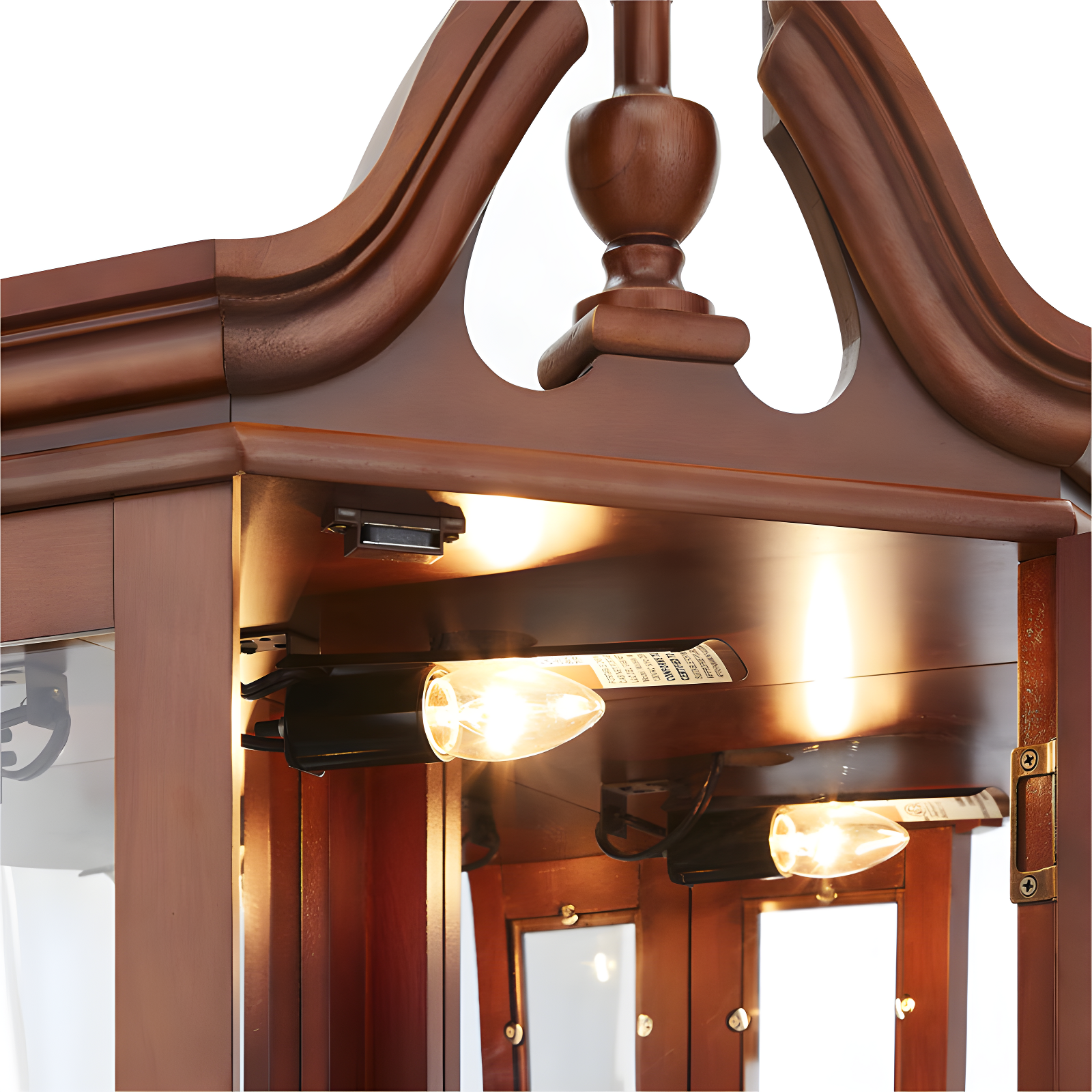 wendeway Walnut Corner Curio Cabinet With Lights,Adjustable Tempered Glass Shelves, Mirrored Back, Display Cabinet,Sideboard,Bookshelf