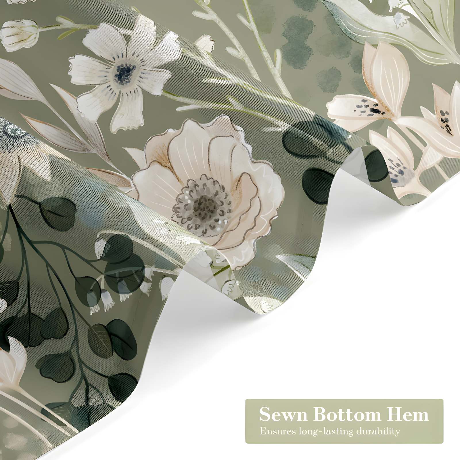 Red Barrel Studio® Green Floral Shower Curtain, Summer Plant Leaves Fabric Cloth Shower Curtains For Chic Elegant Bathroom Decor, Modern Abstract Colorful Flower Shower Curtain, 72X72