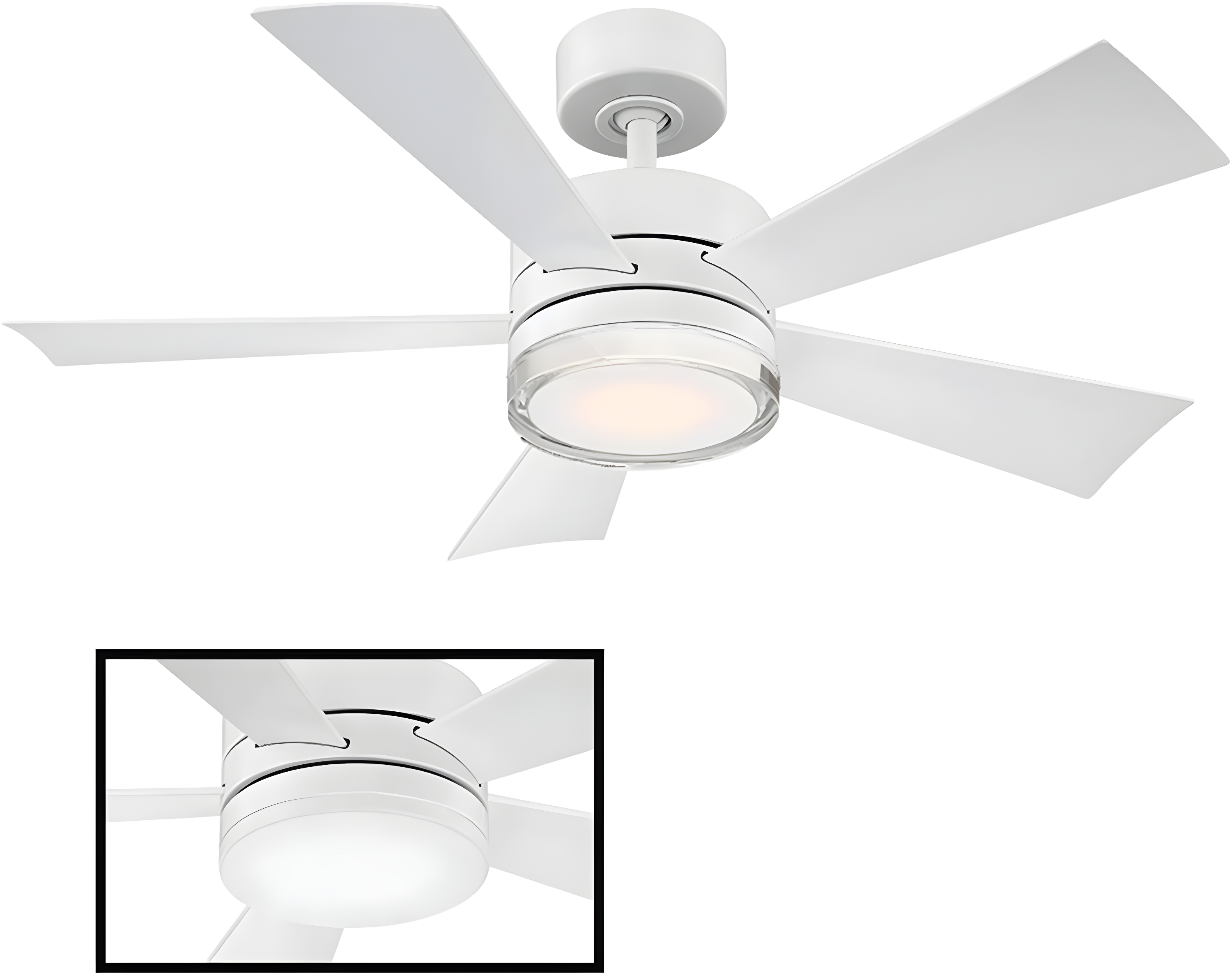 Wynd 42" Matte White Smart Ceiling Fan with LED Light