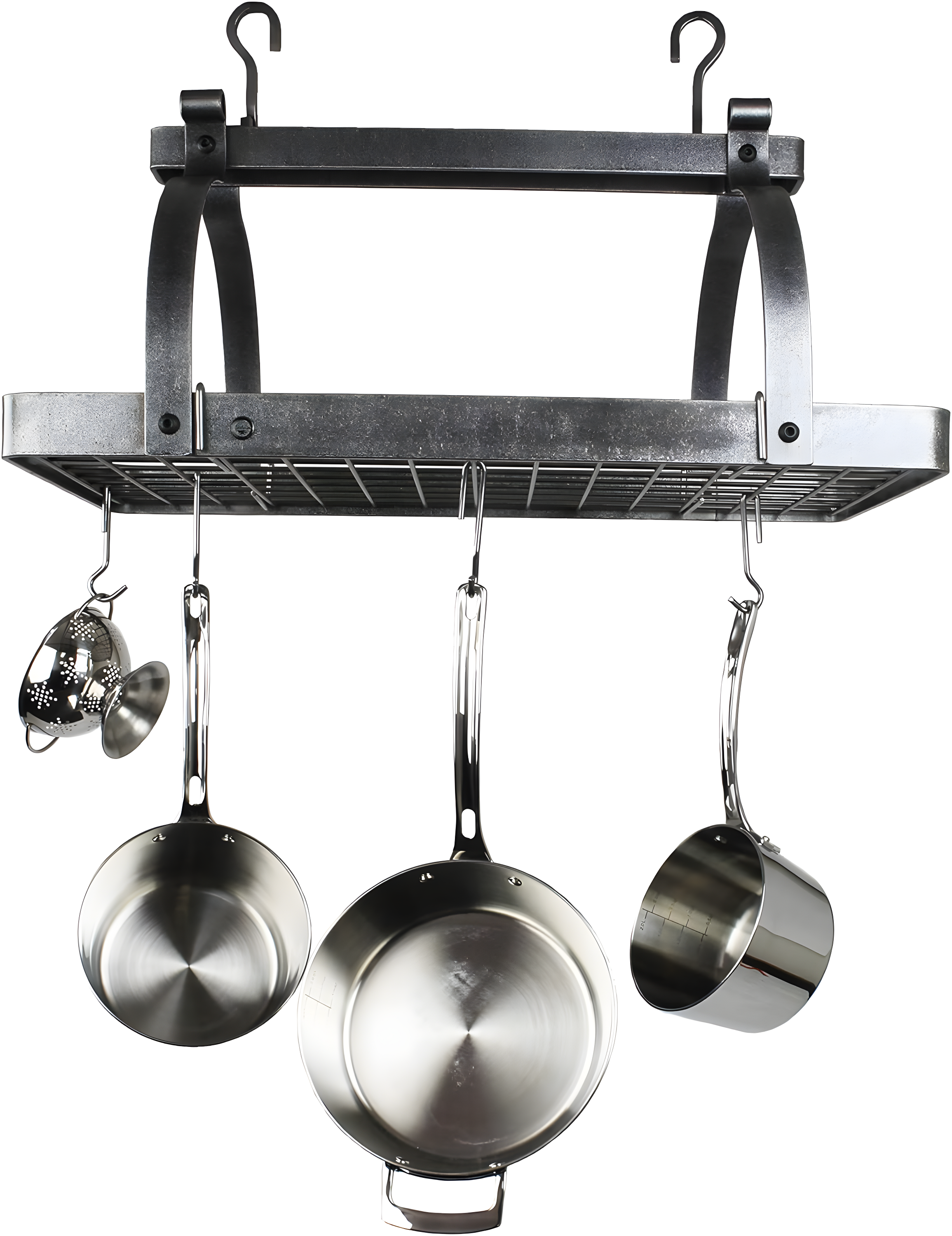 Signature 30" Rectangle Ceiling Pot Rack with Tigerwood & 24 Hooks