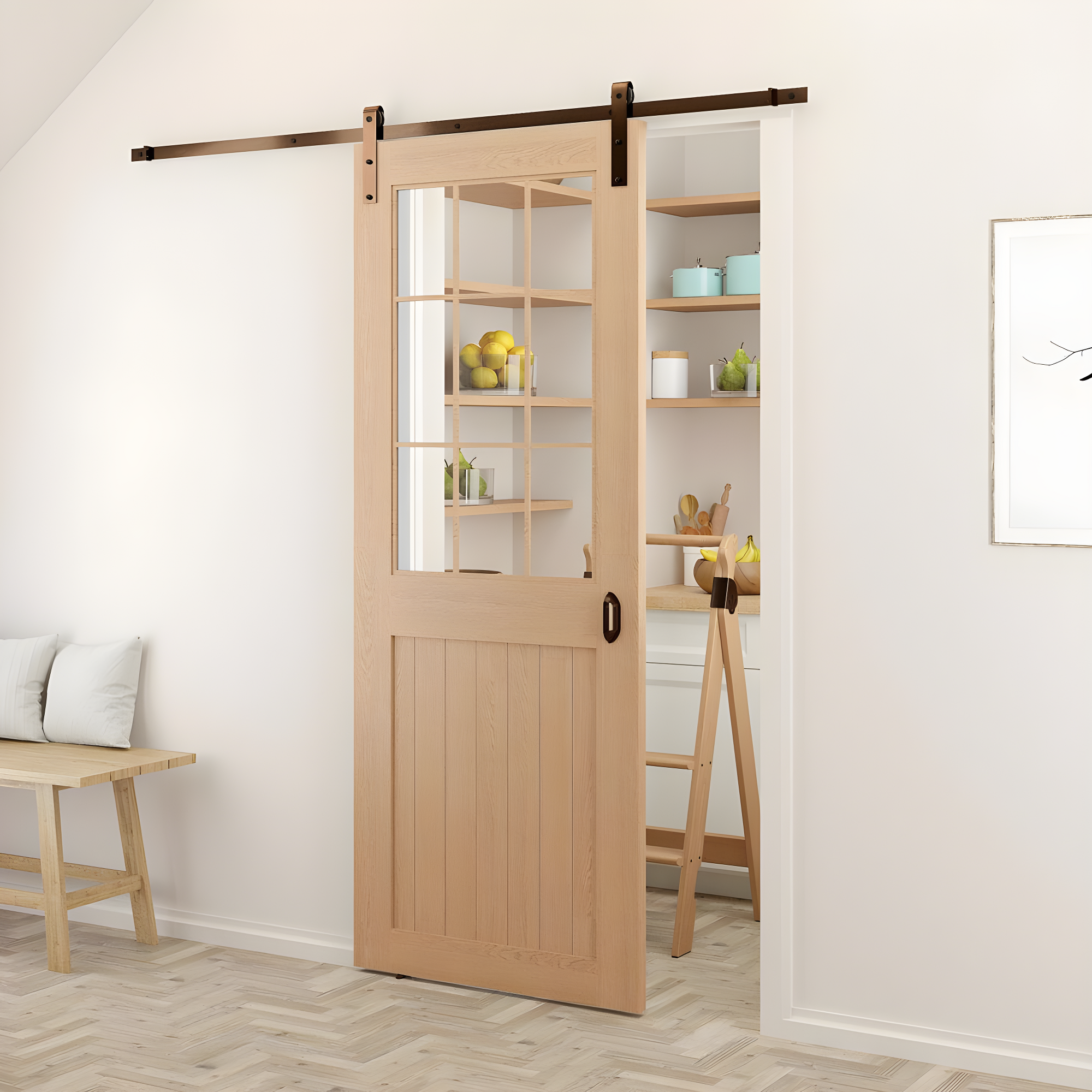 Quiet Glide Soft Close Standard Single Barn Door Hardware Kit (Door Not Included)