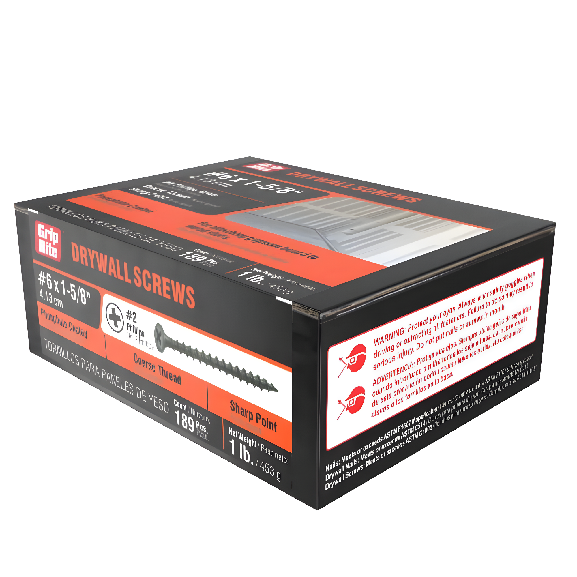 Grip-Rite No. 6 X 1-5/8 in. L Phillips Drywall Screws 1 lb 200 pk