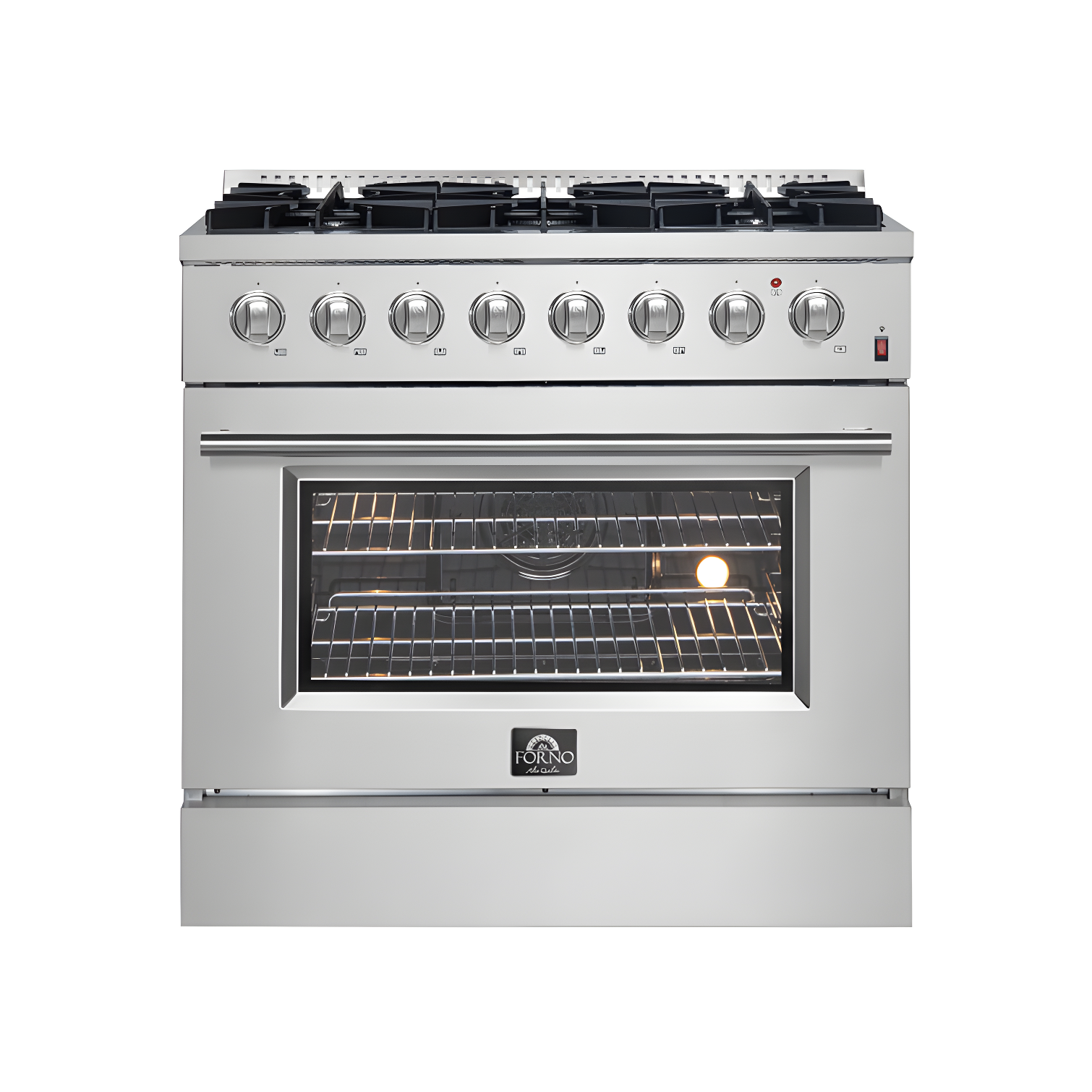 Forno Marco 36-Inch Dual Fuel Range Stainless Steel, 6 Burners, 5.36 cu.ft. True Conve FFSGS6197-36