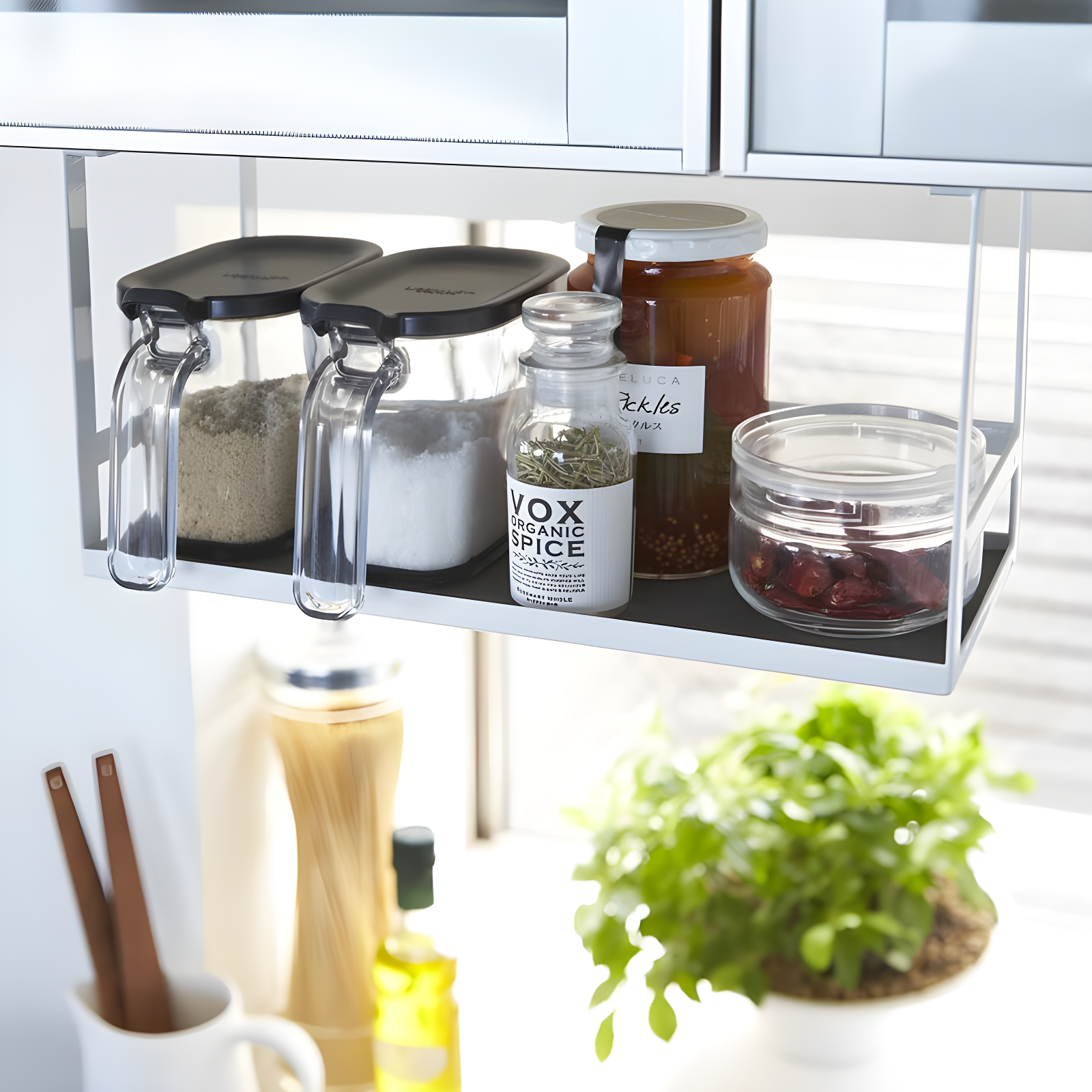 Yamazaki Home Yamazaki Home Under Shelf Spice Rack And Organizer For Kitchen Cabinets, Steel, Undershelf