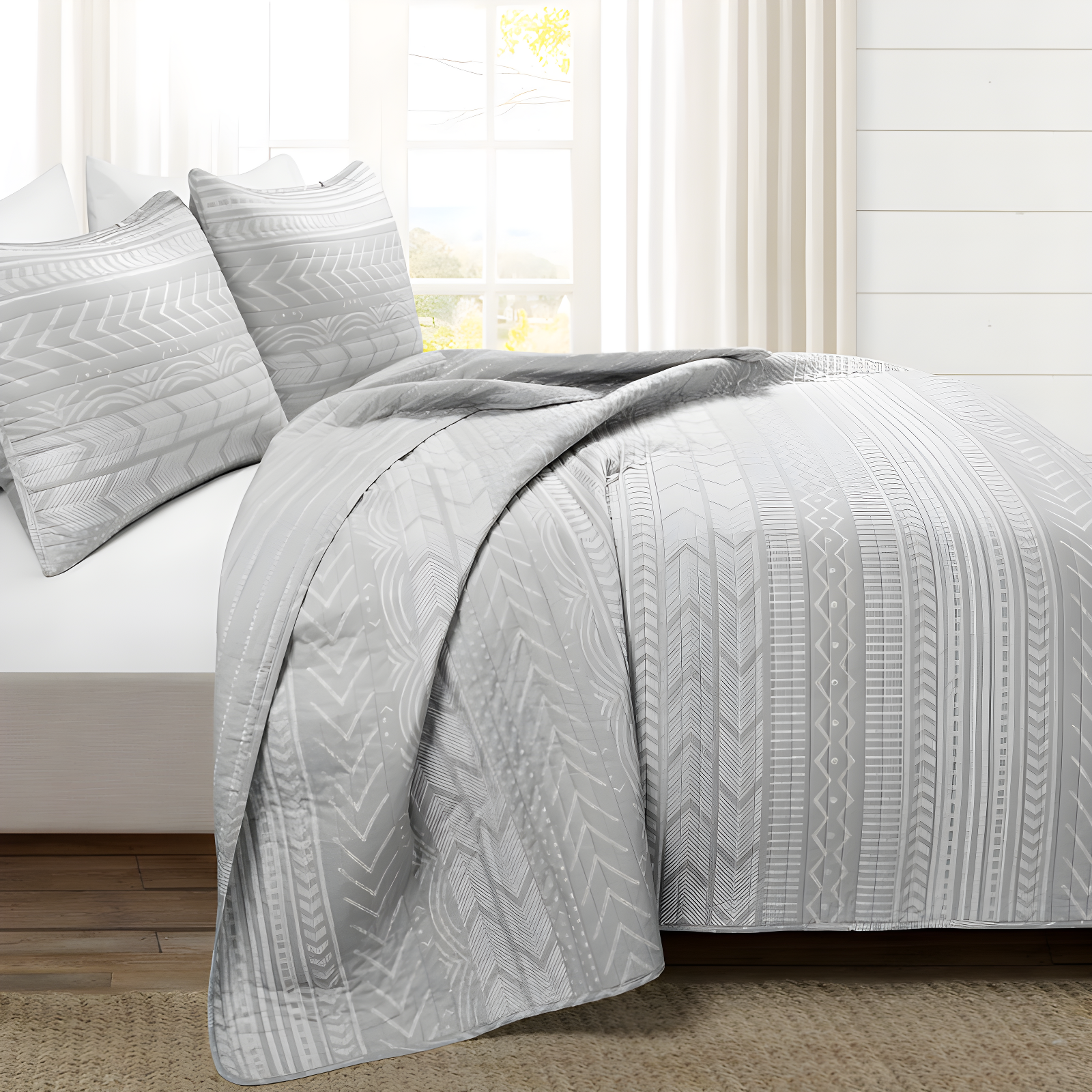 Hygge Geo Reversible Contemporary 3-Piece Quilt Set