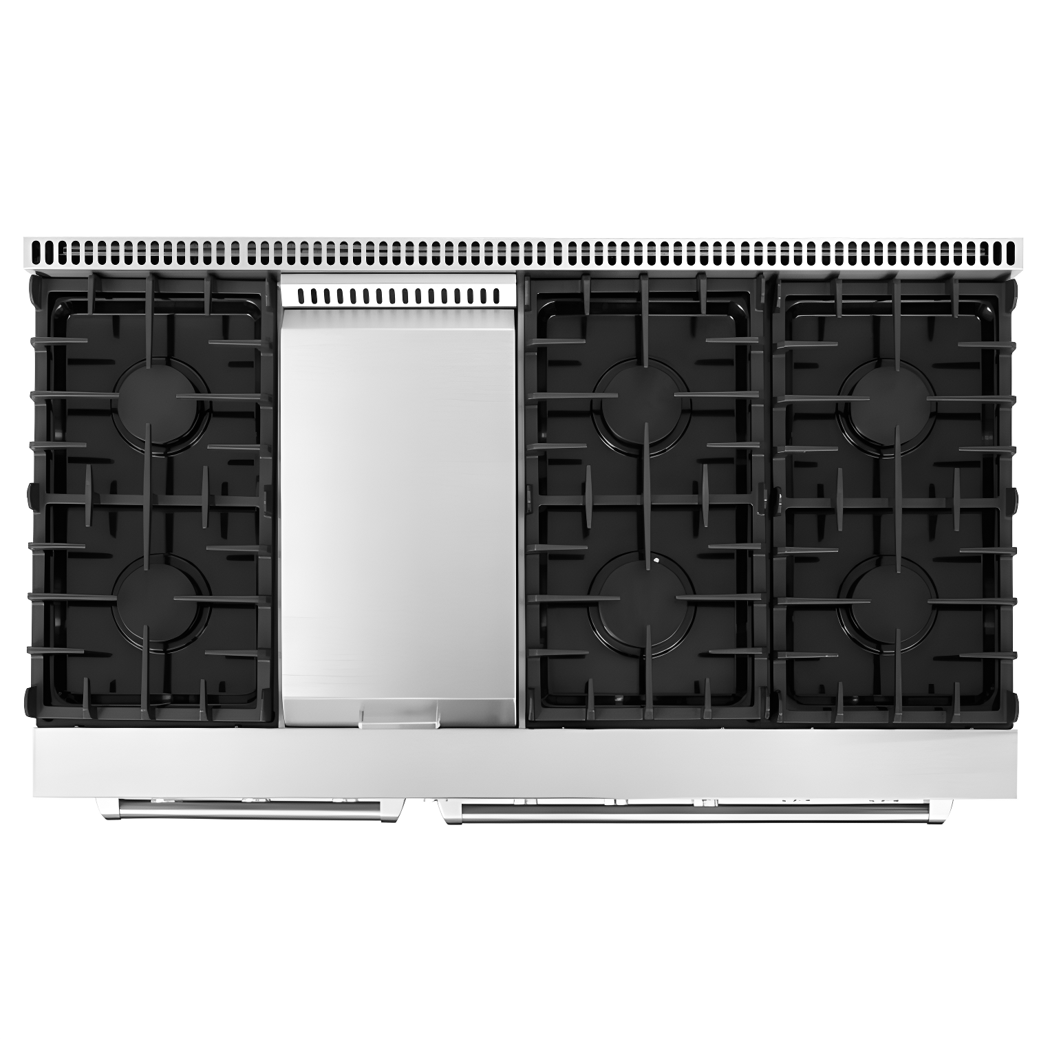 Cosmo 48 in. Haven Collection 7 cu. ft. Double Oven Gas Range, 6 Burners, Griddle, Convection, Knob LEDs, Stainless Steel