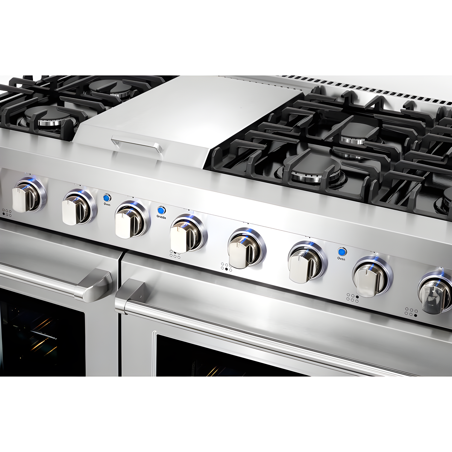 Cosmo 48 in. Haven Collection 7 cu. ft. Double Oven Gas Range, 6 Burners, Griddle, Convection, Knob LEDs, Stainless Steel
