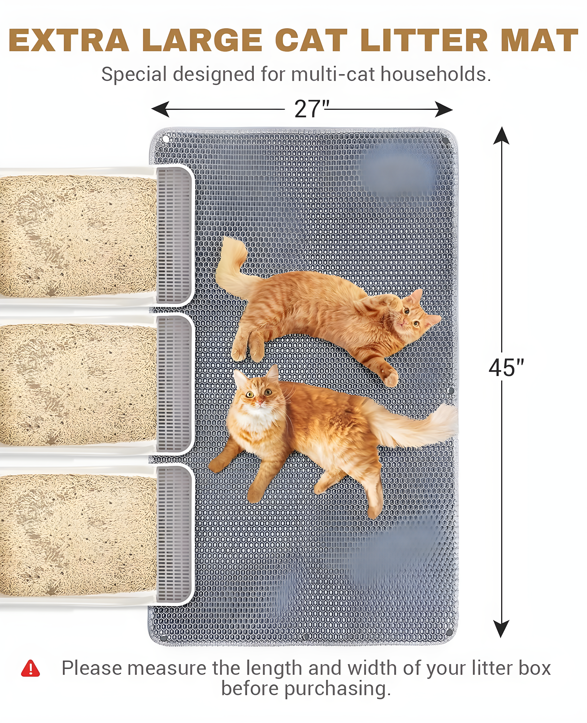 Extra Large Cat Litter Mat, Machine Washable, Waterproof & Easy Clean