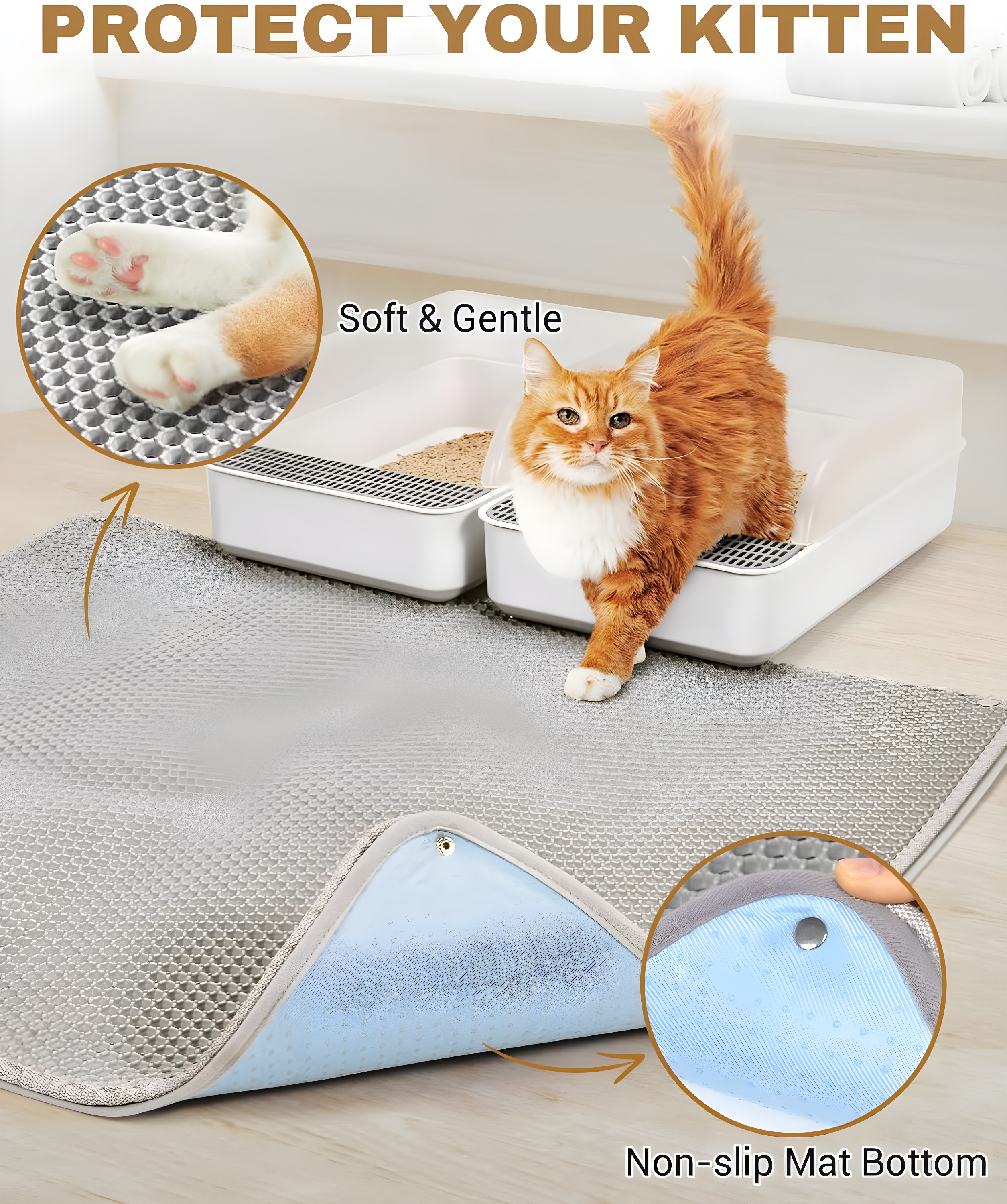 Extra Large Cat Litter Mat, Machine Washable, Waterproof & Easy Clean