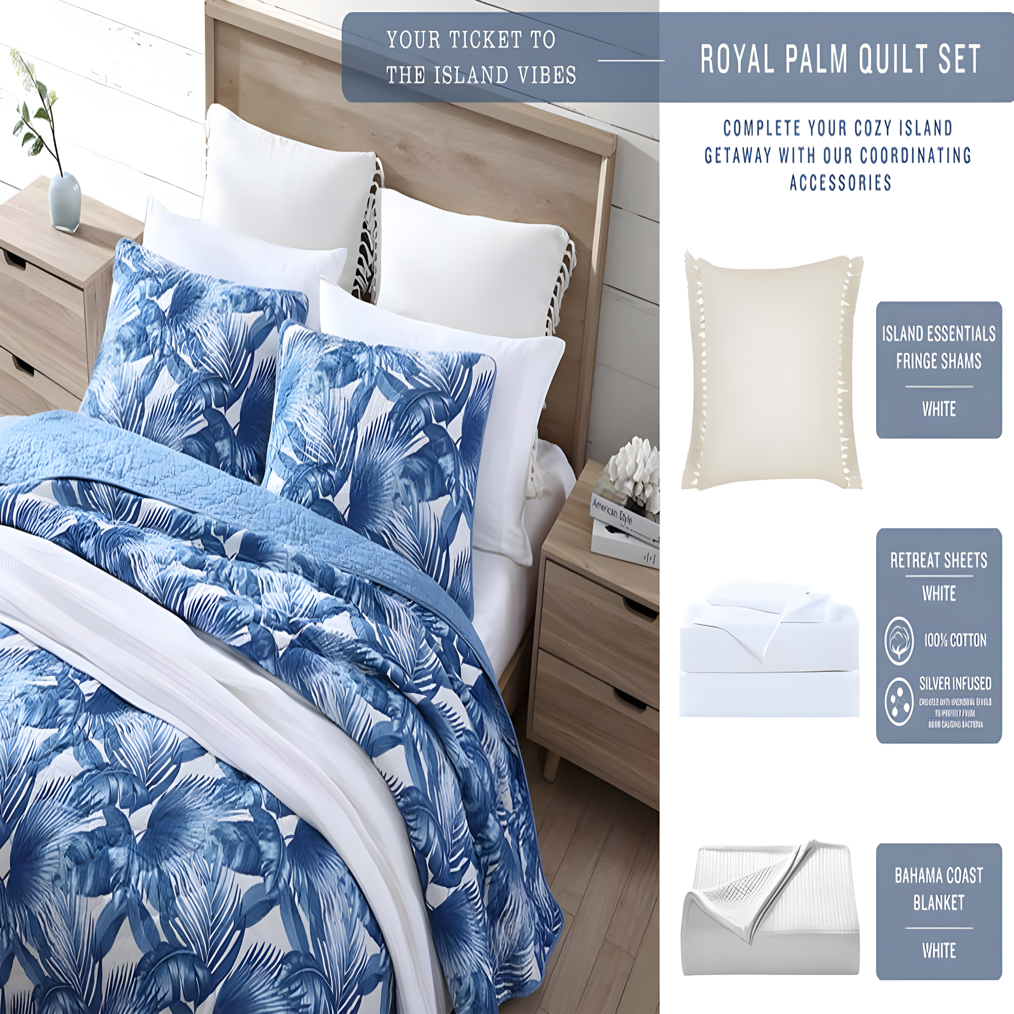 Tommy Bahama Home Tommy Bahama Palmday Cotton Reversible Quilt Set