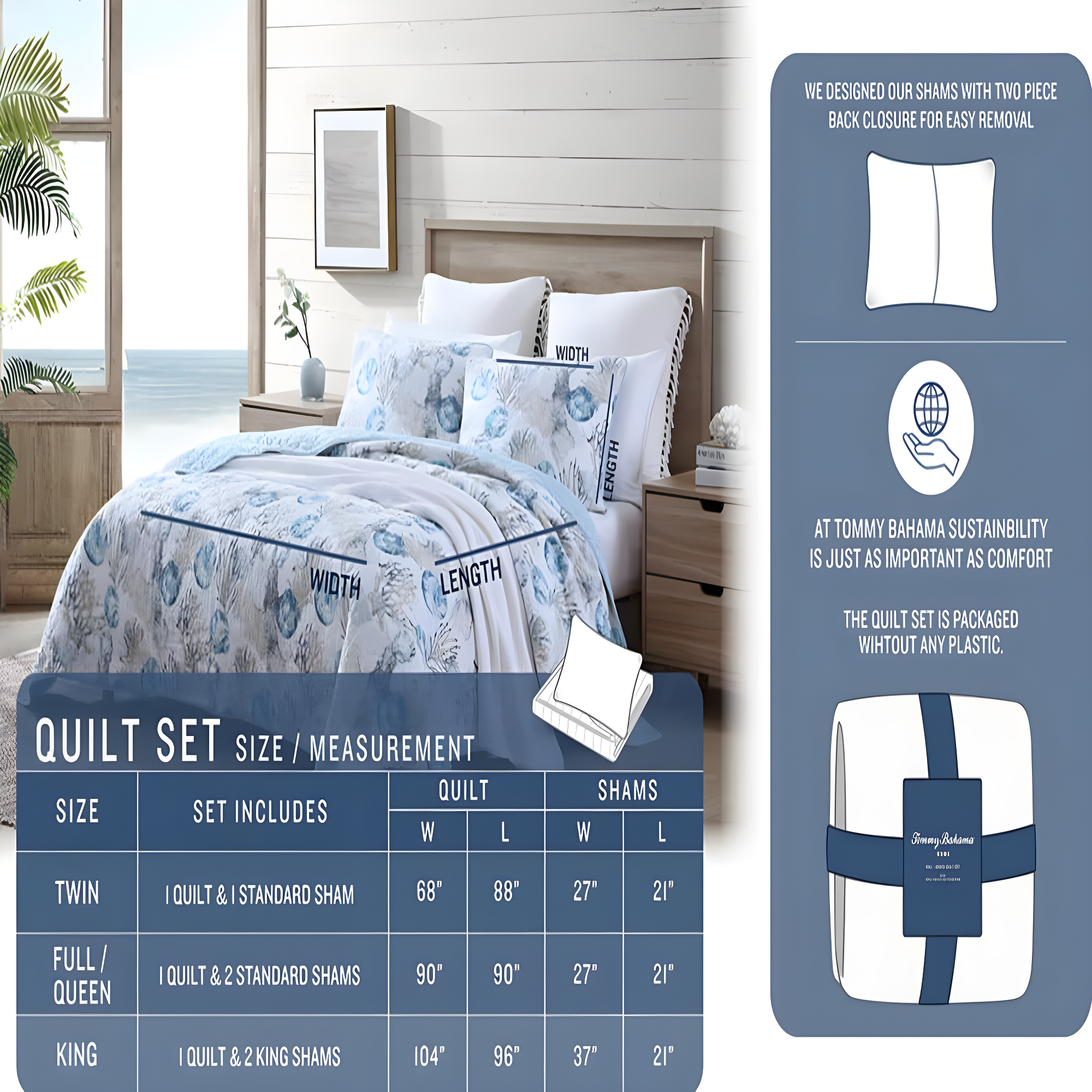 Tommy Bahama Home Tommy Bahama Palmday Cotton Reversible Quilt Set