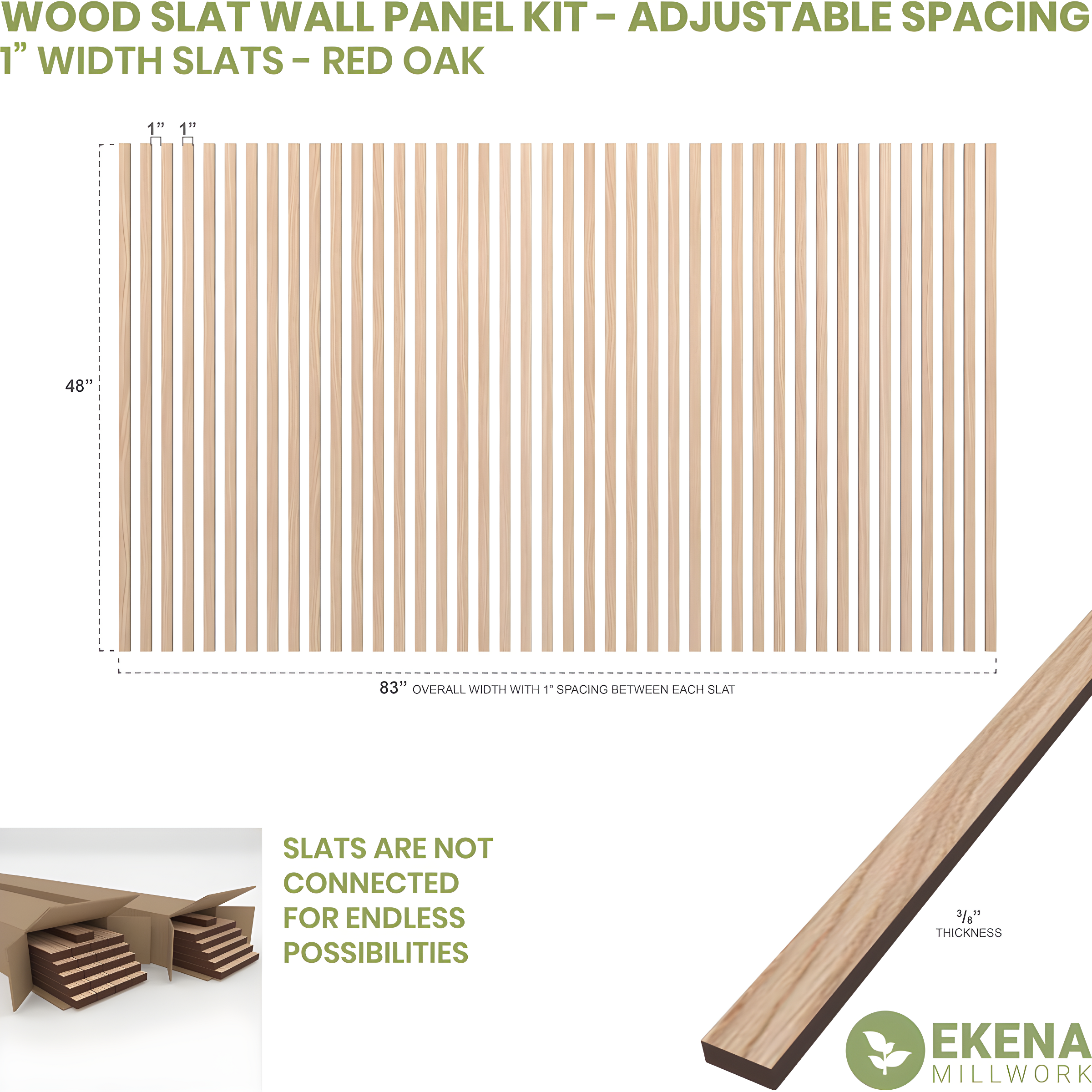 Adjustable Wood Slat Wall Panel Kit