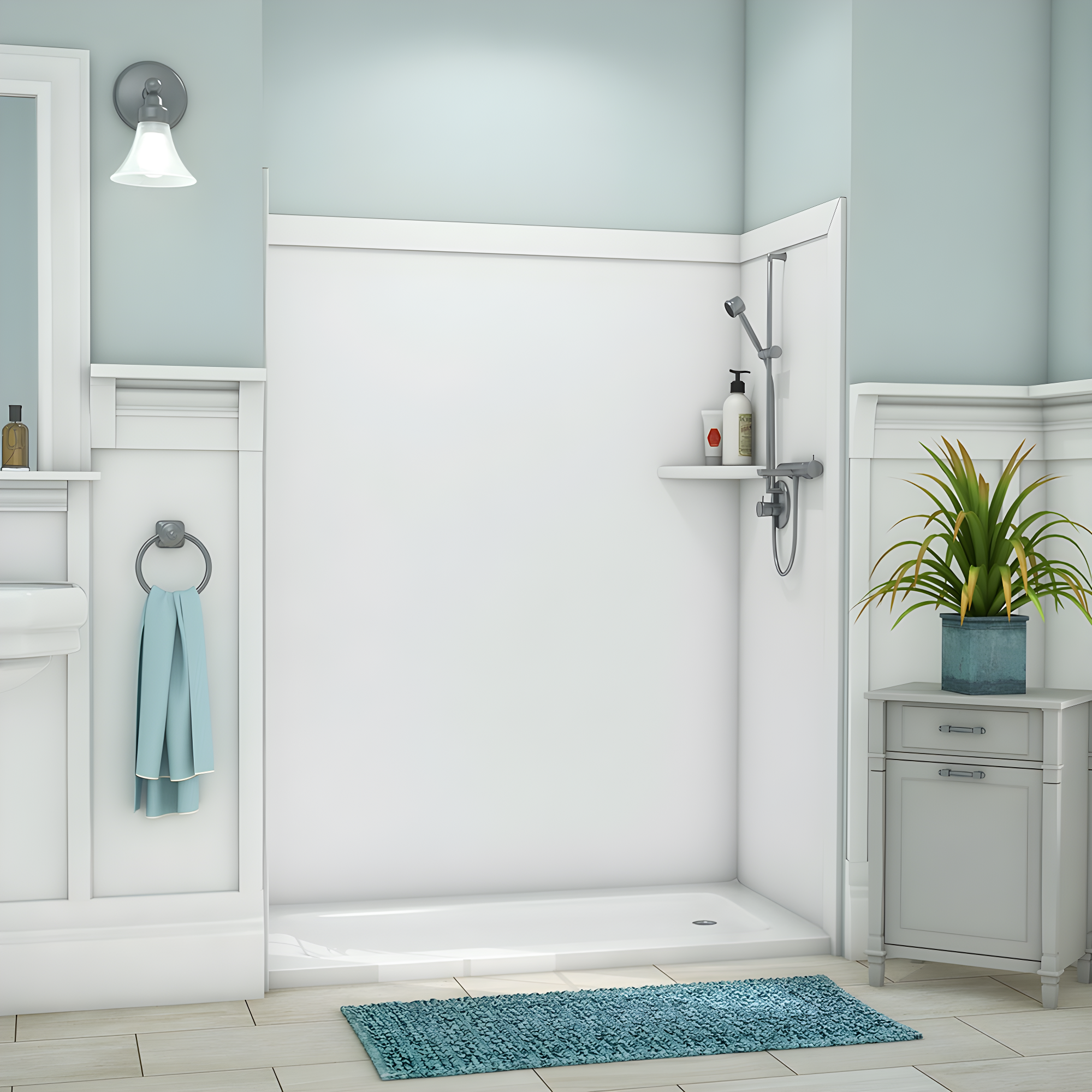 FlexStone Adaptable 60"W x 60"D x 80"H Alcove Shower Surround