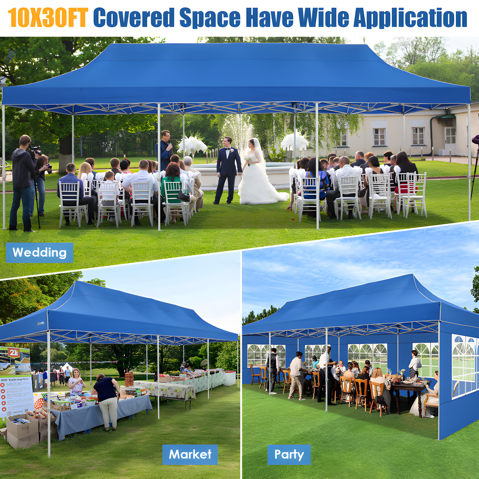 10×30 FT Pop Up Heavy Duty Party Tent with Walls Canopy Commercial Tent with Metal Frame