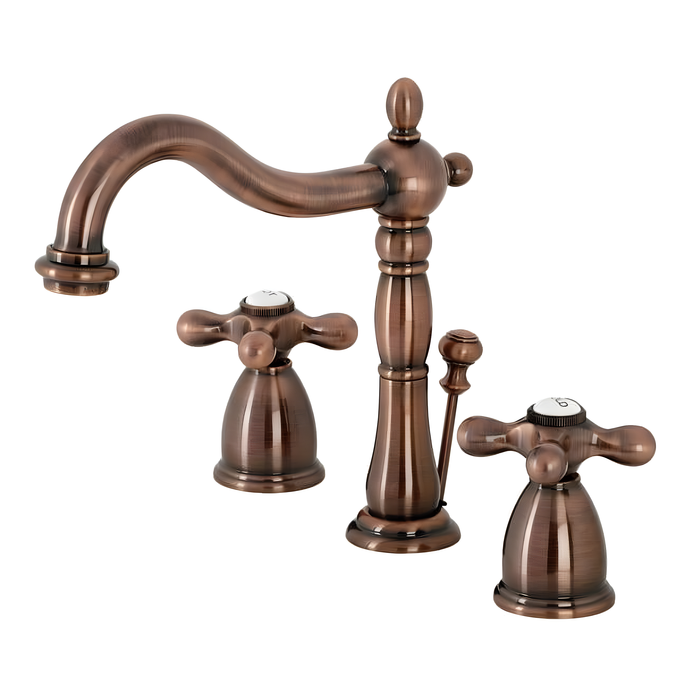 Kingston Brass Heritage Two-Handle 3-Hole Deck Mount Widespread Bathroom Faucet with Pop-Up Drain