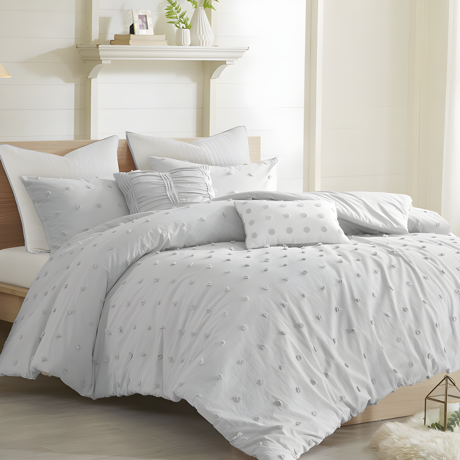 Intelligent Design Brooklyn Cotton Jacquard Duvet Cover Set with Euro Shams and Throw Pillows