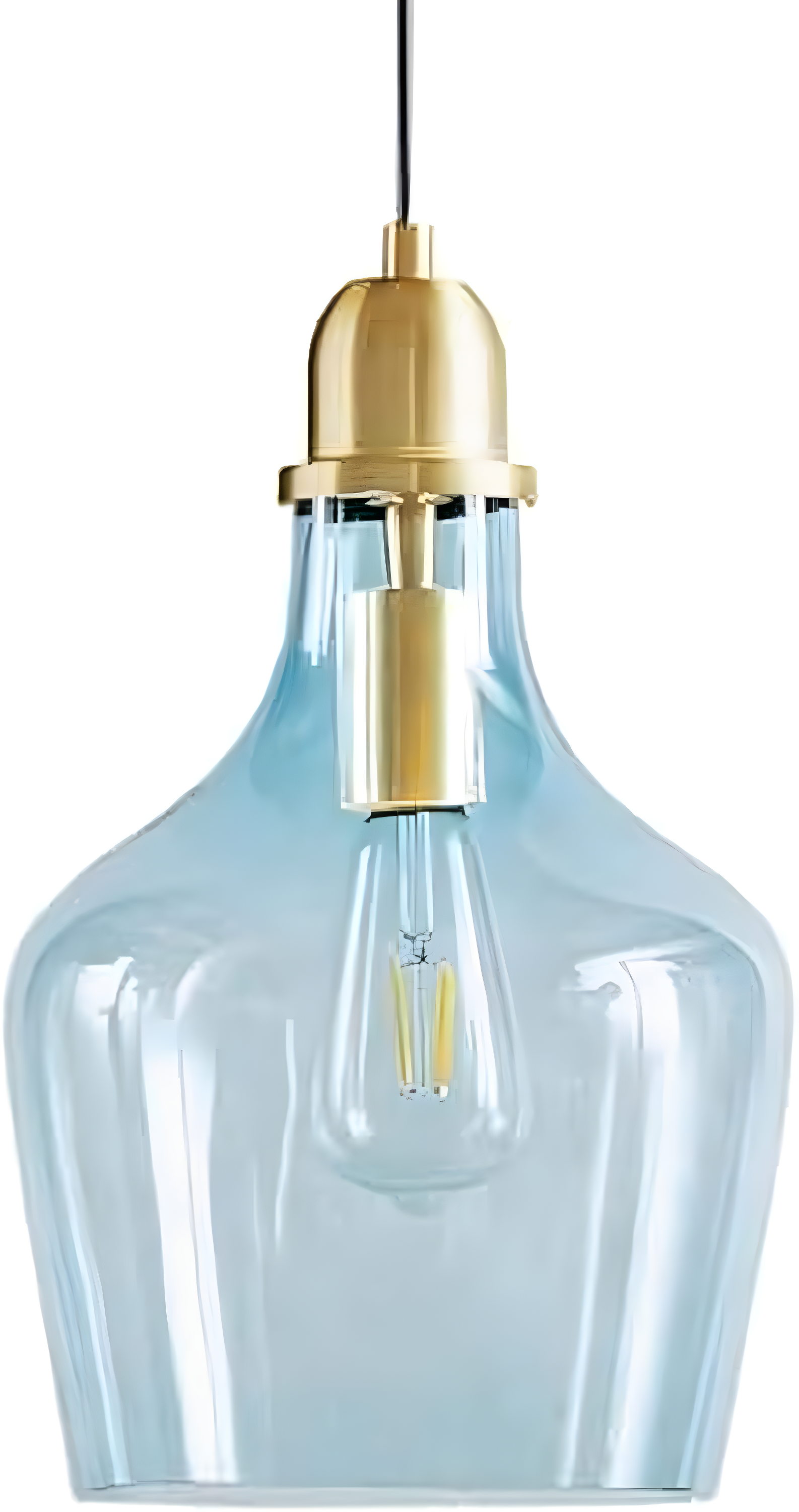 Ink+Ivy 9"x95.5" Auburn Bell Shaped Hanging Glass Simple Industrial Pendant Light Blue