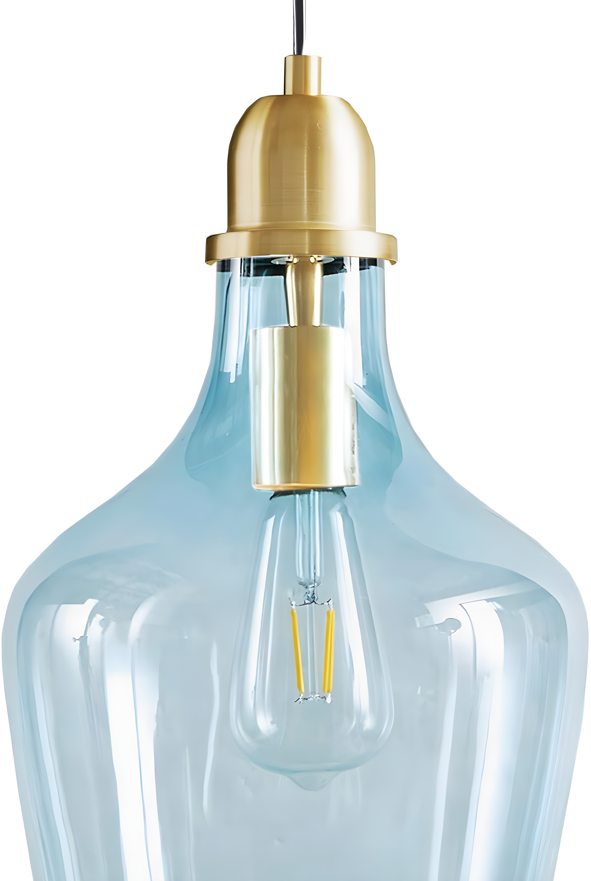Ink+Ivy 9"x95.5" Auburn Bell Shaped Hanging Glass Simple Industrial Pendant Light Blue