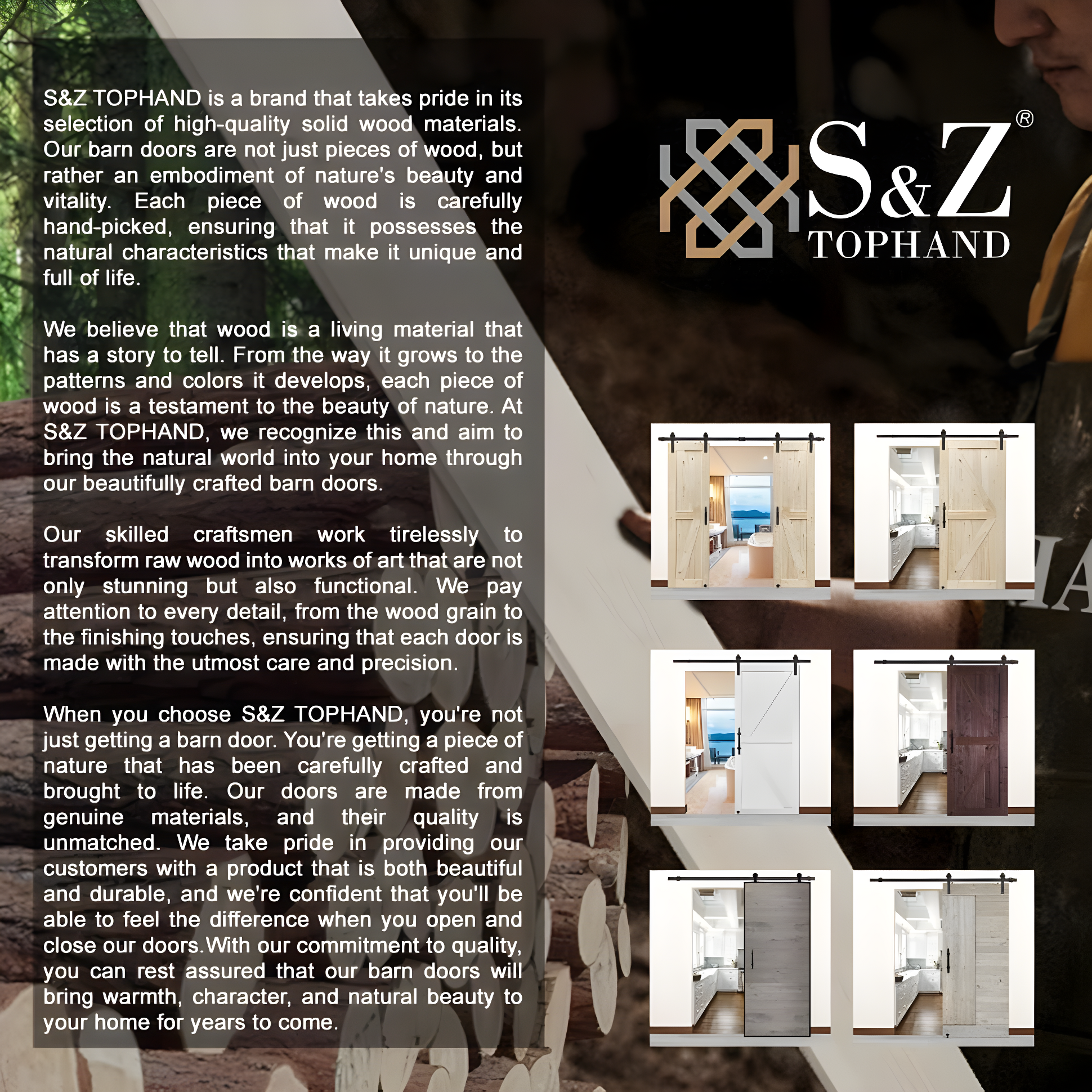 S&Z TOPHAND Paneled Wood Unfinished Barn Door with Installation Hardware Kit