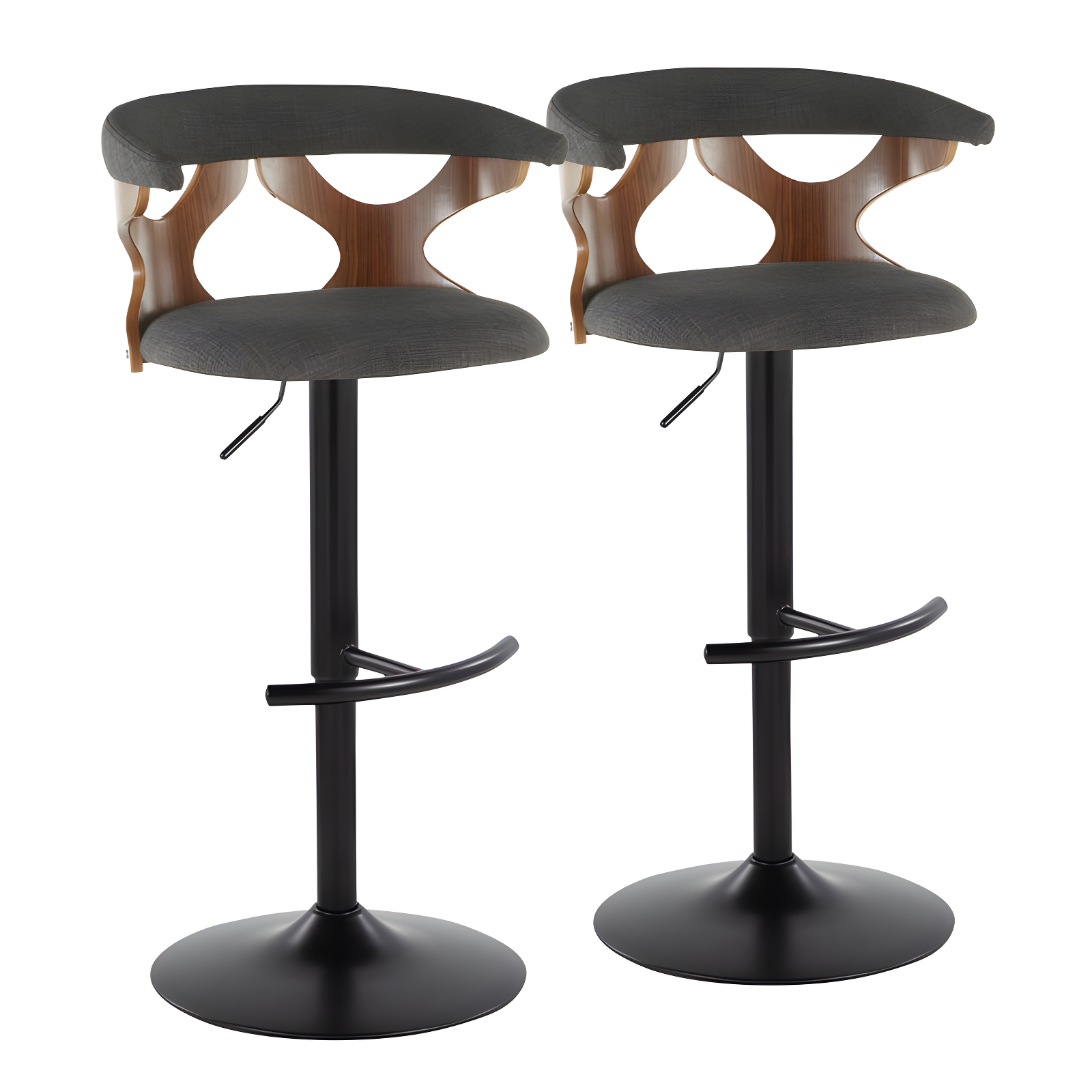 Gardenia Swivel Upholstered Adjustable Height Counter Stool with Metal Frame (Set of 2)